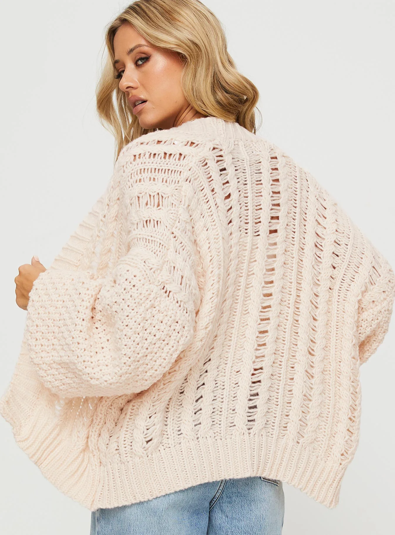 Abner Cable Cardigan Beige - Image 4