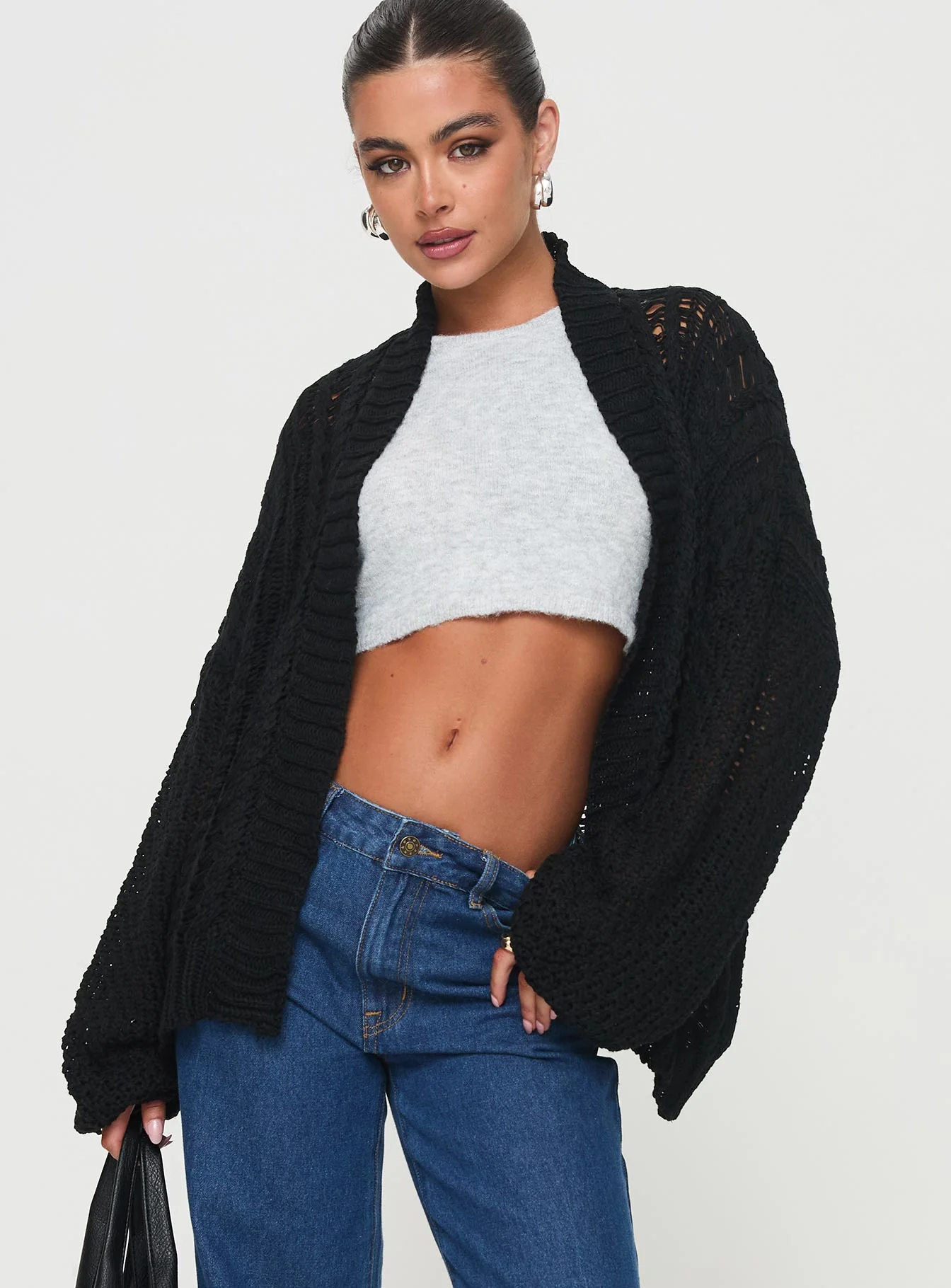 Abner Cable Cardigan Black - Image 2