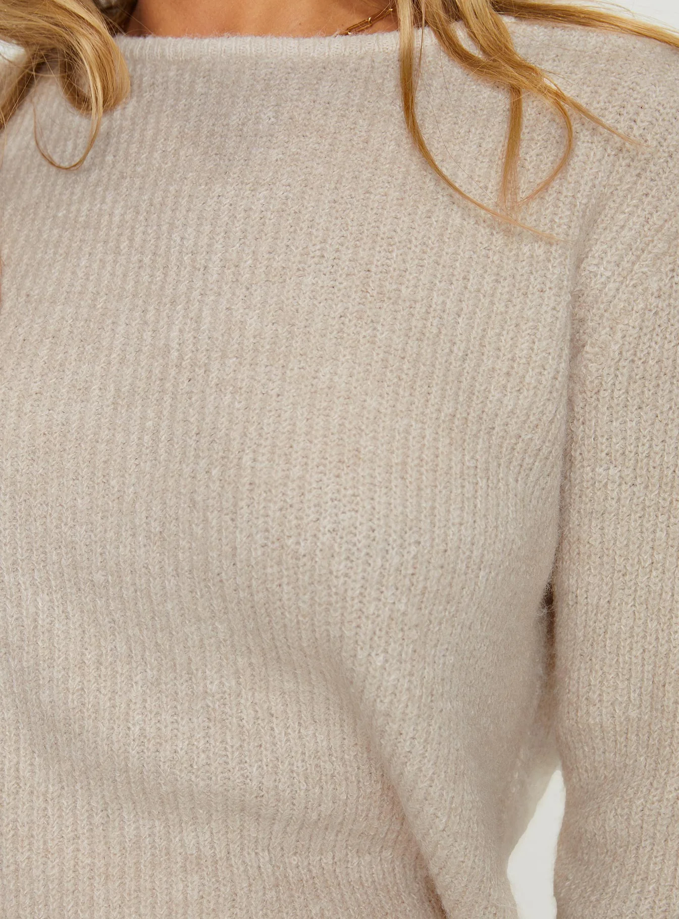 Abrams Rib Knit Crew Sweater Beige - Image 6