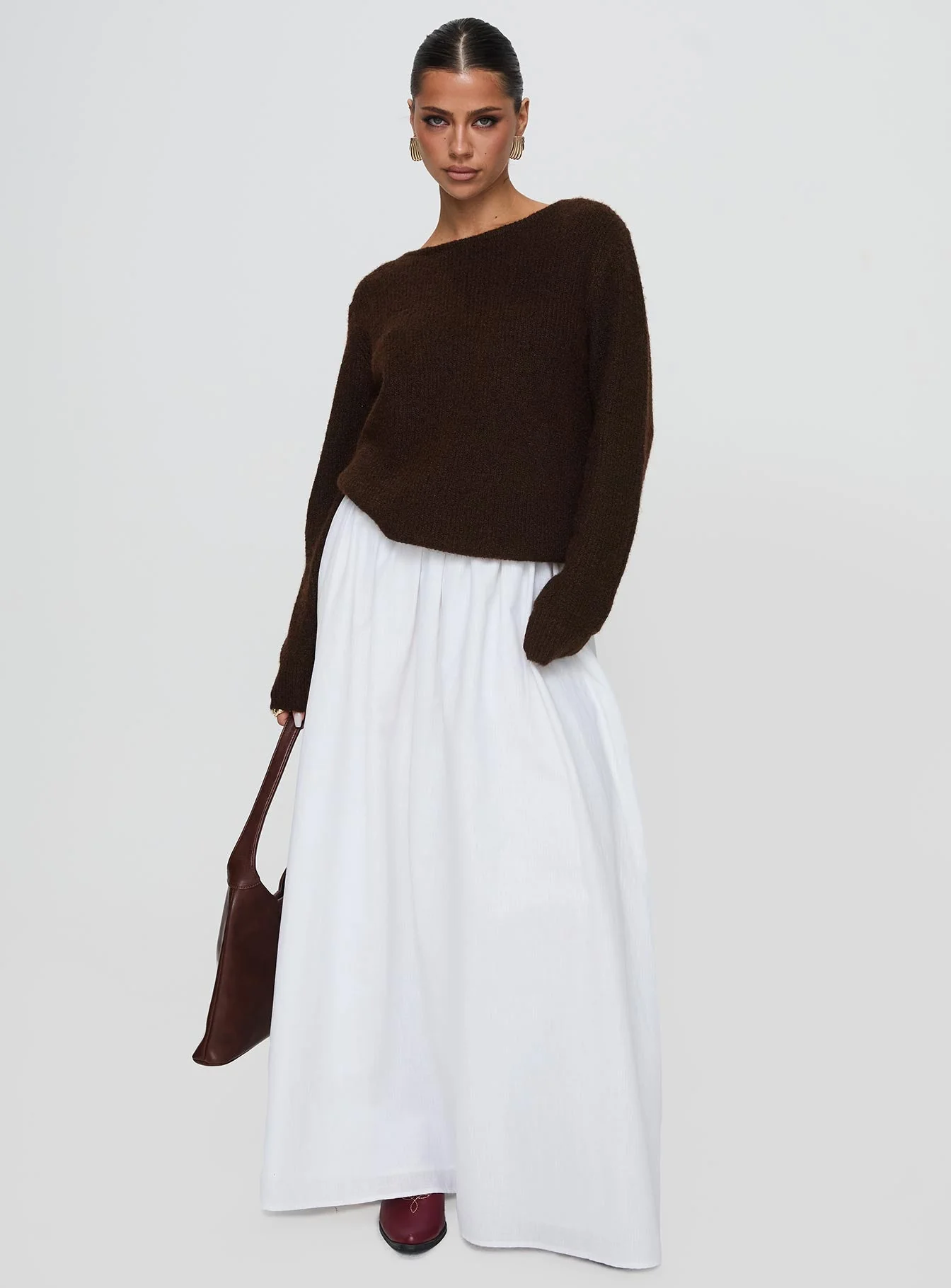 Abrams Rib Knit Crew Sweater Chocolate Marle - Image 3