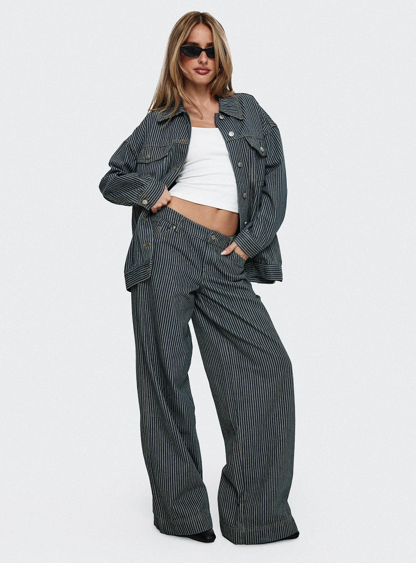 Actually Invested Low Rise Pants Denim Stripe - Image 9