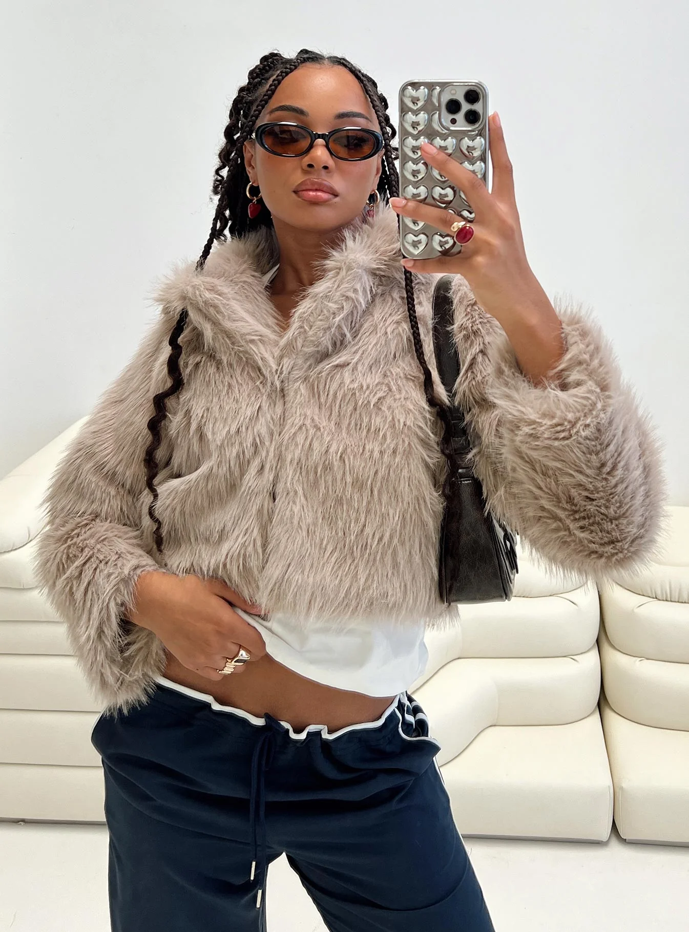 Addie Faux Fur Jacket Mushroom - Image 8
