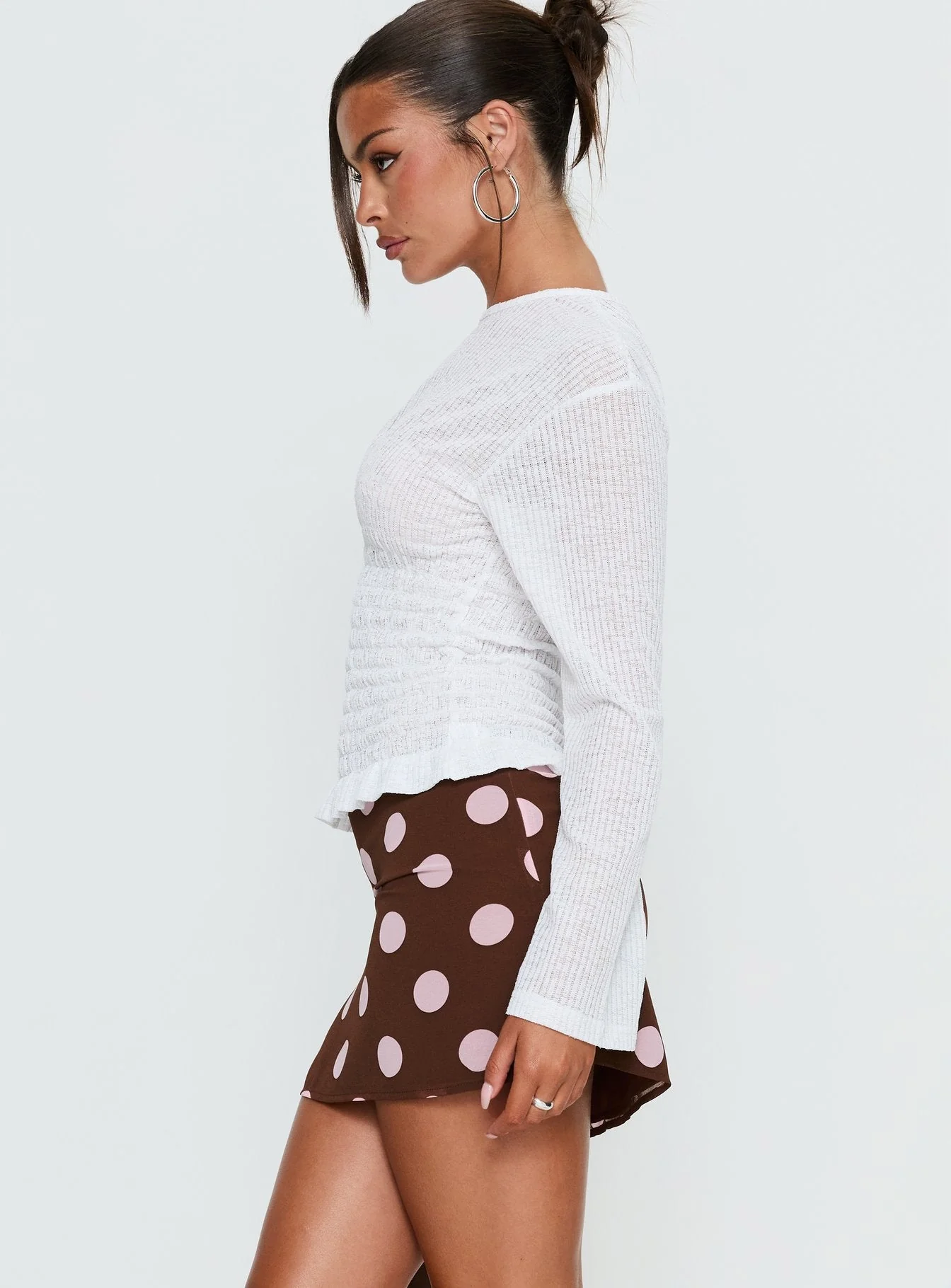 Adelaida Mini Skirt Brown / Pink Polka - Image 4