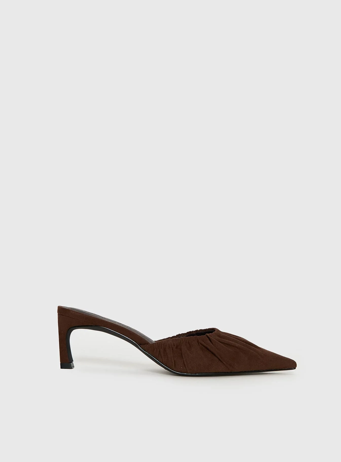 Admiration Pointed Toe Faux Suede Heels Brown - Image 2