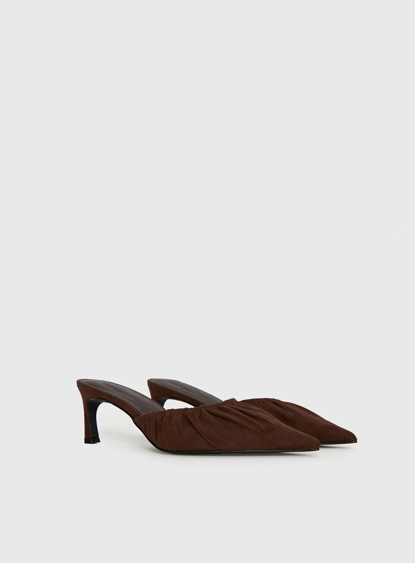 Admiration Pointed Toe Faux Suede Heels Brown - Image 3