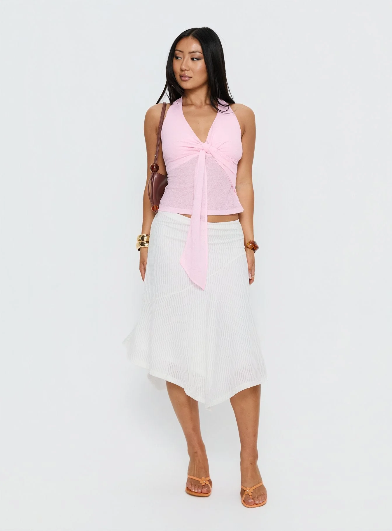 Adrea Asymmetrical Midi Skirt White - Image 3