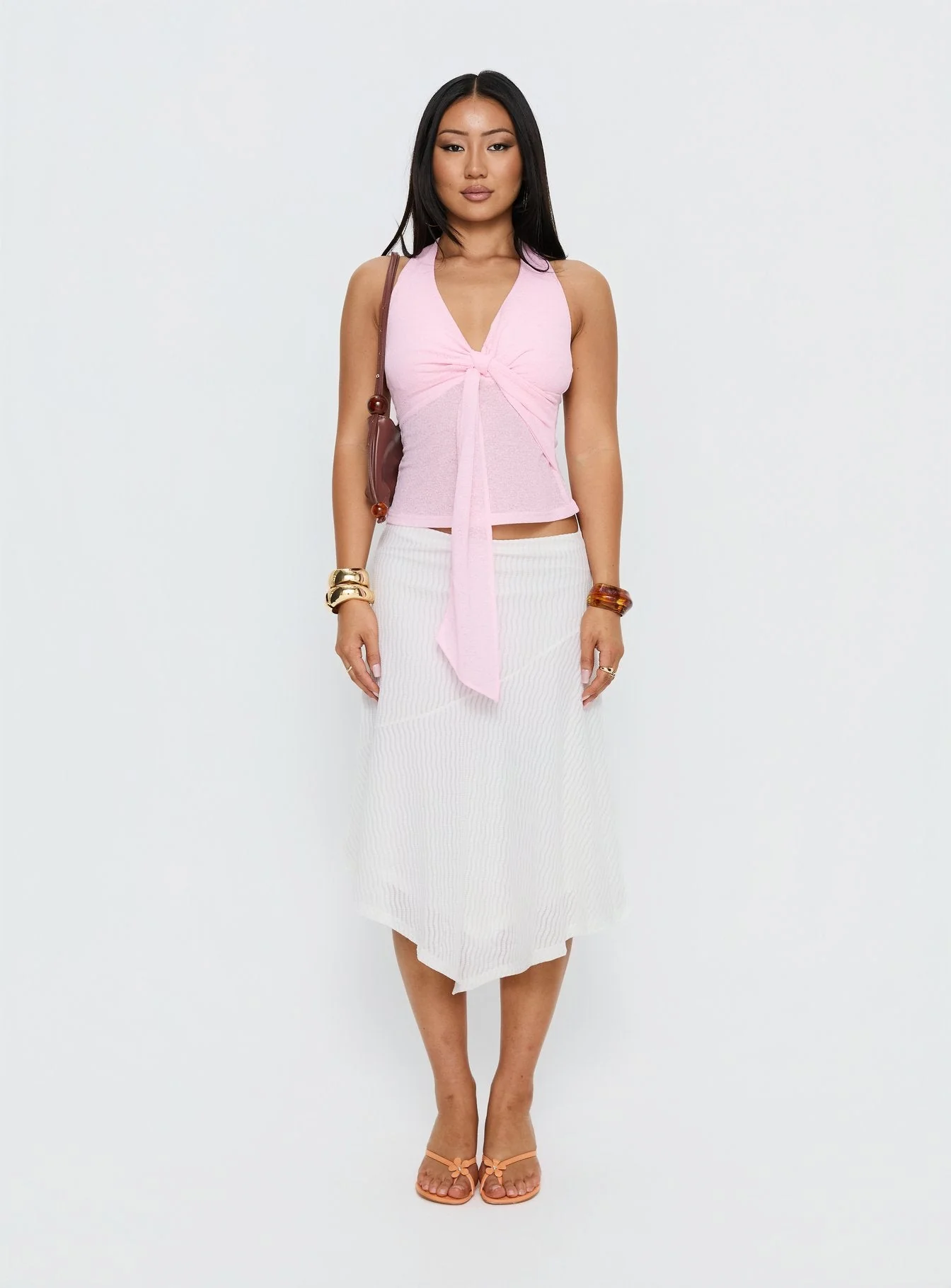Adrea Asymmetrical Midi Skirt White - Image 7
