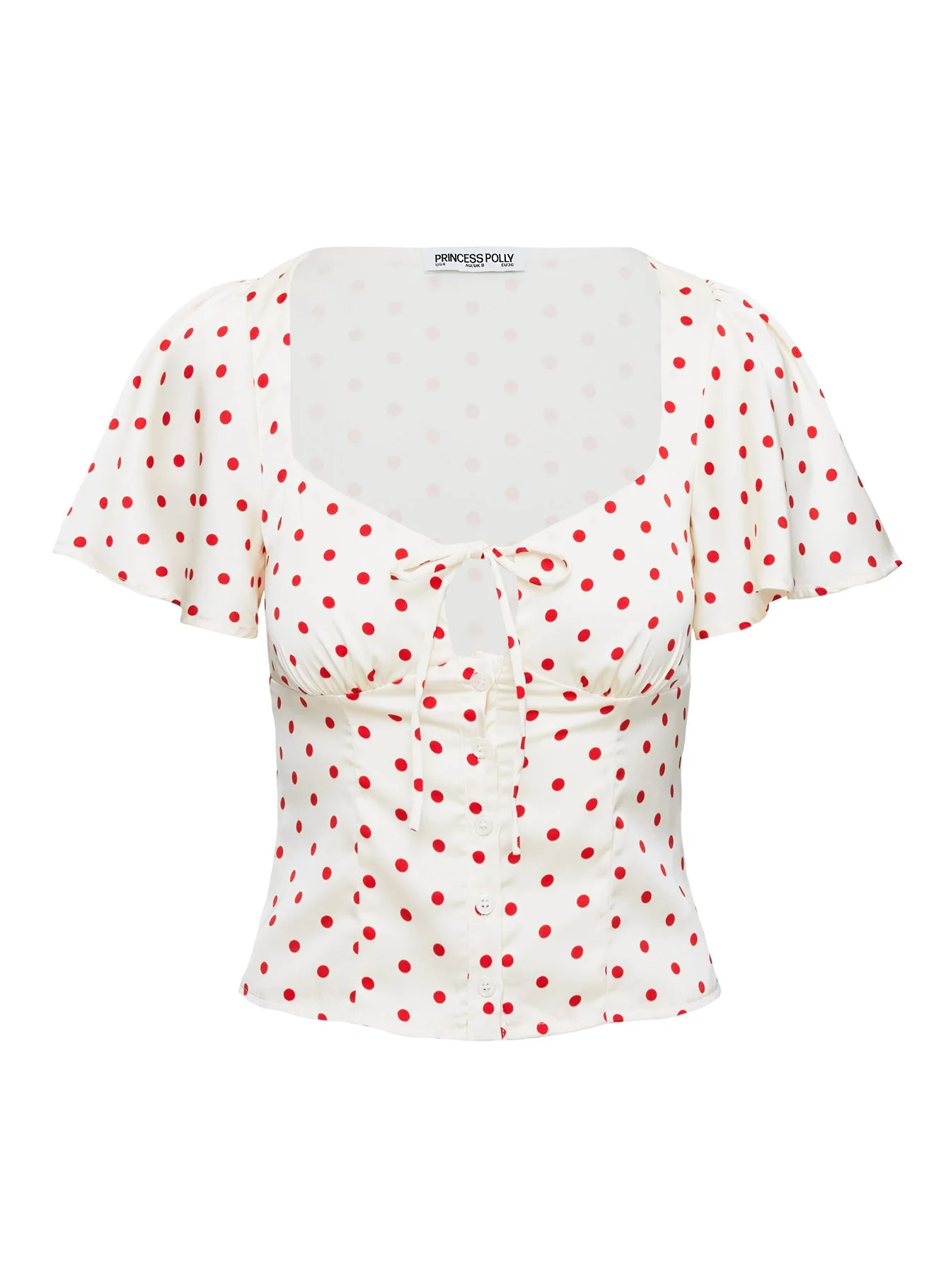 Adrienna Flutter Blouse White / Red - Image 5