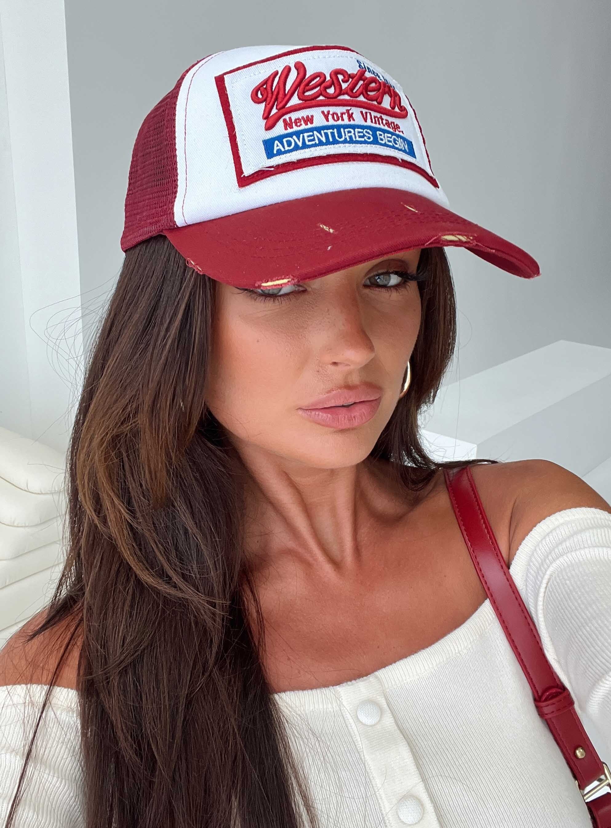 Adventures Trucker Hat Burgundy - Image 5