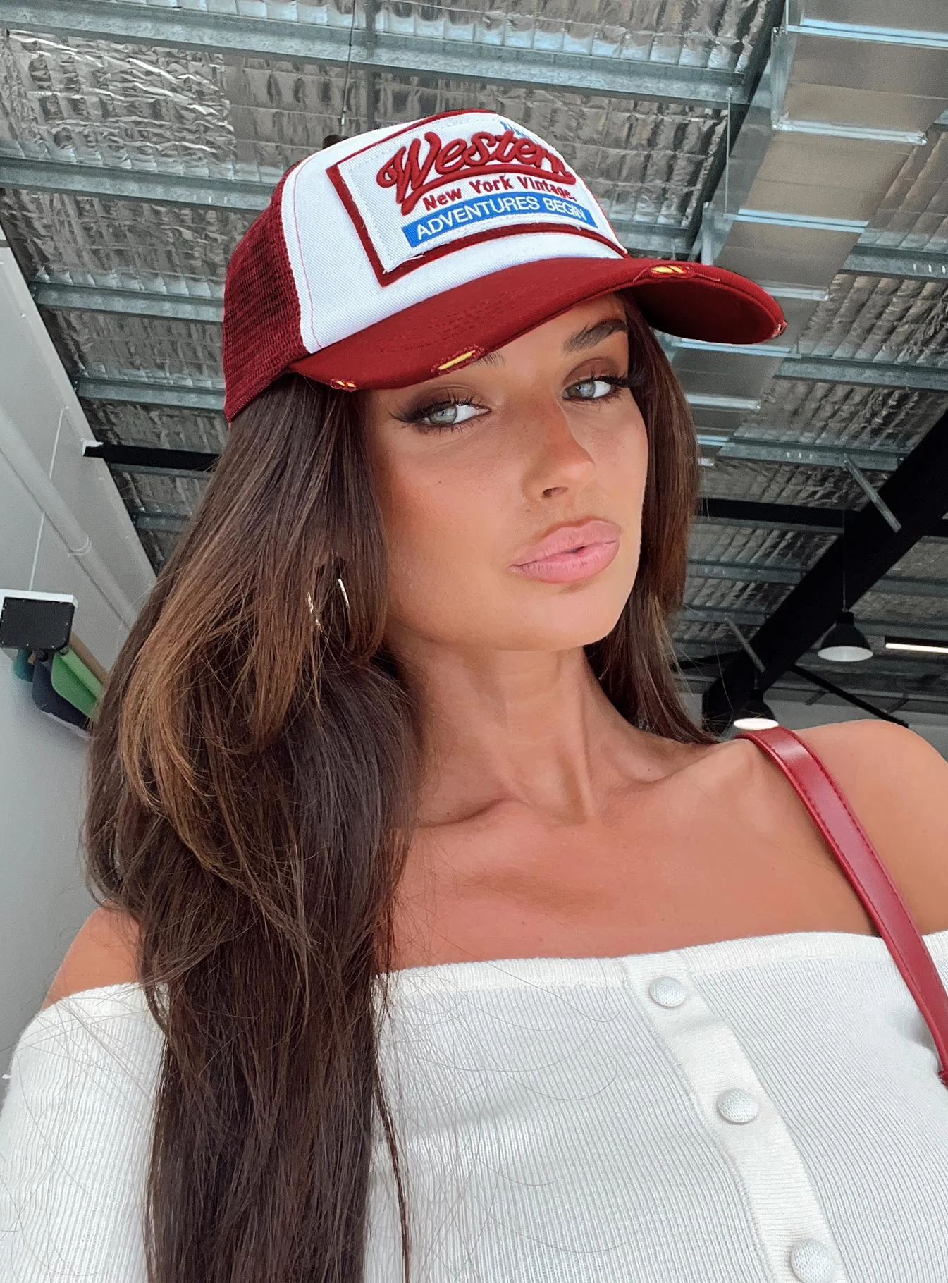 Adventures Trucker Hat Burgundy - Image 6