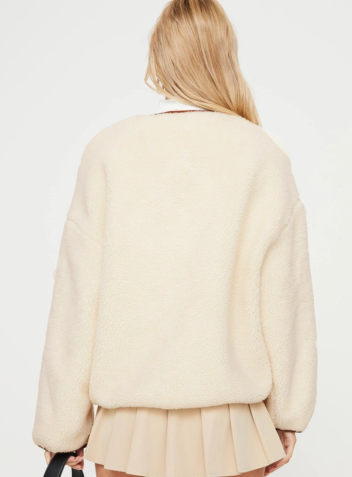 Adylic Teddy Coat Cream / Brown - Image 5