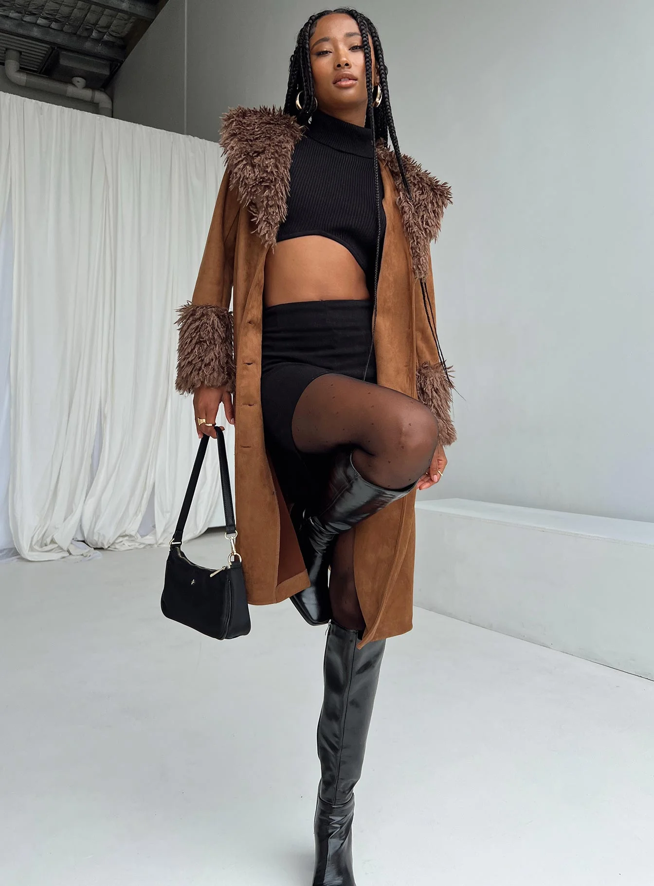 After Party Shearling Jacket Brown - Image 9