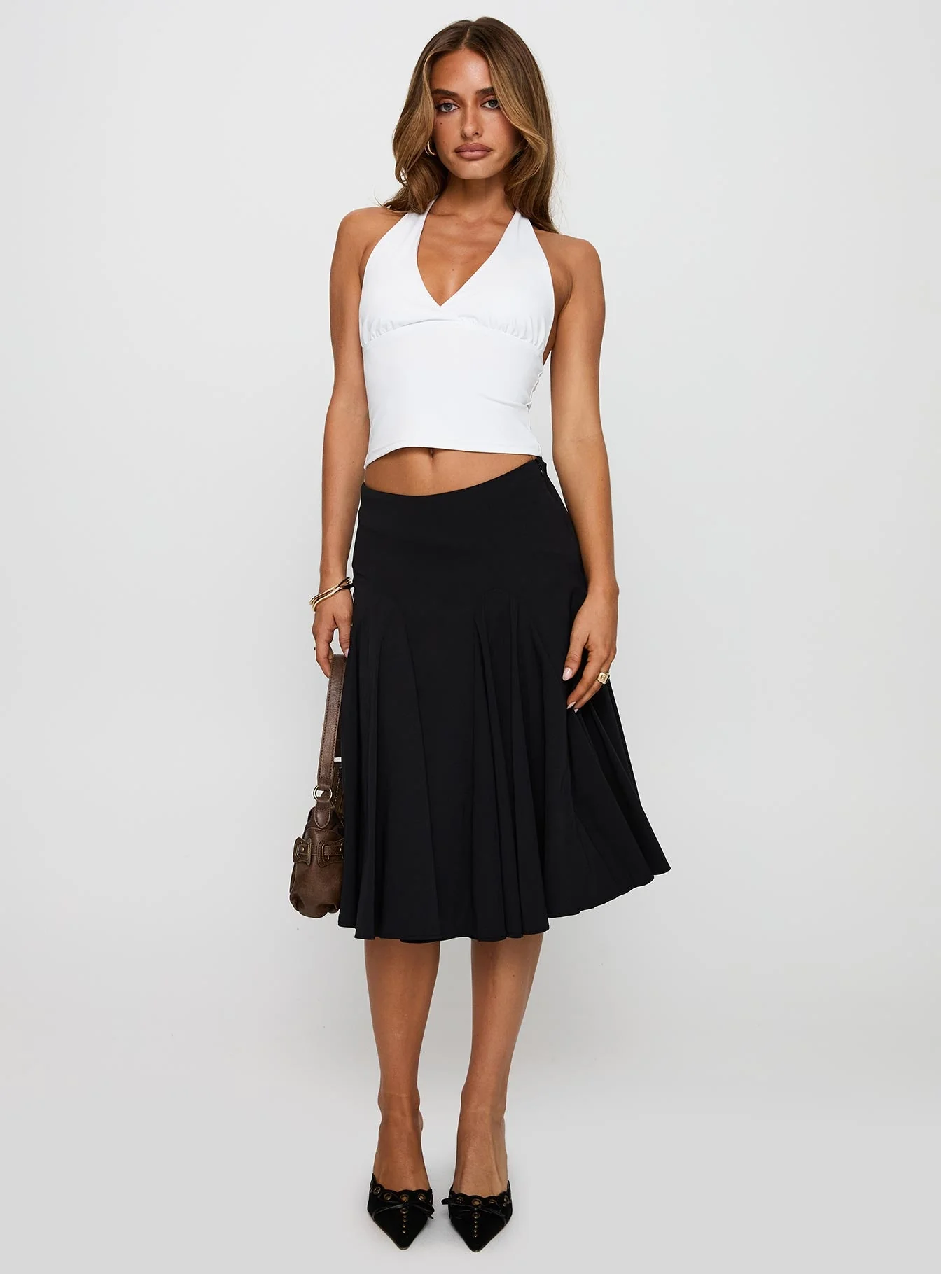 Agnette Low Rise Midi Skirt Black - Image 3