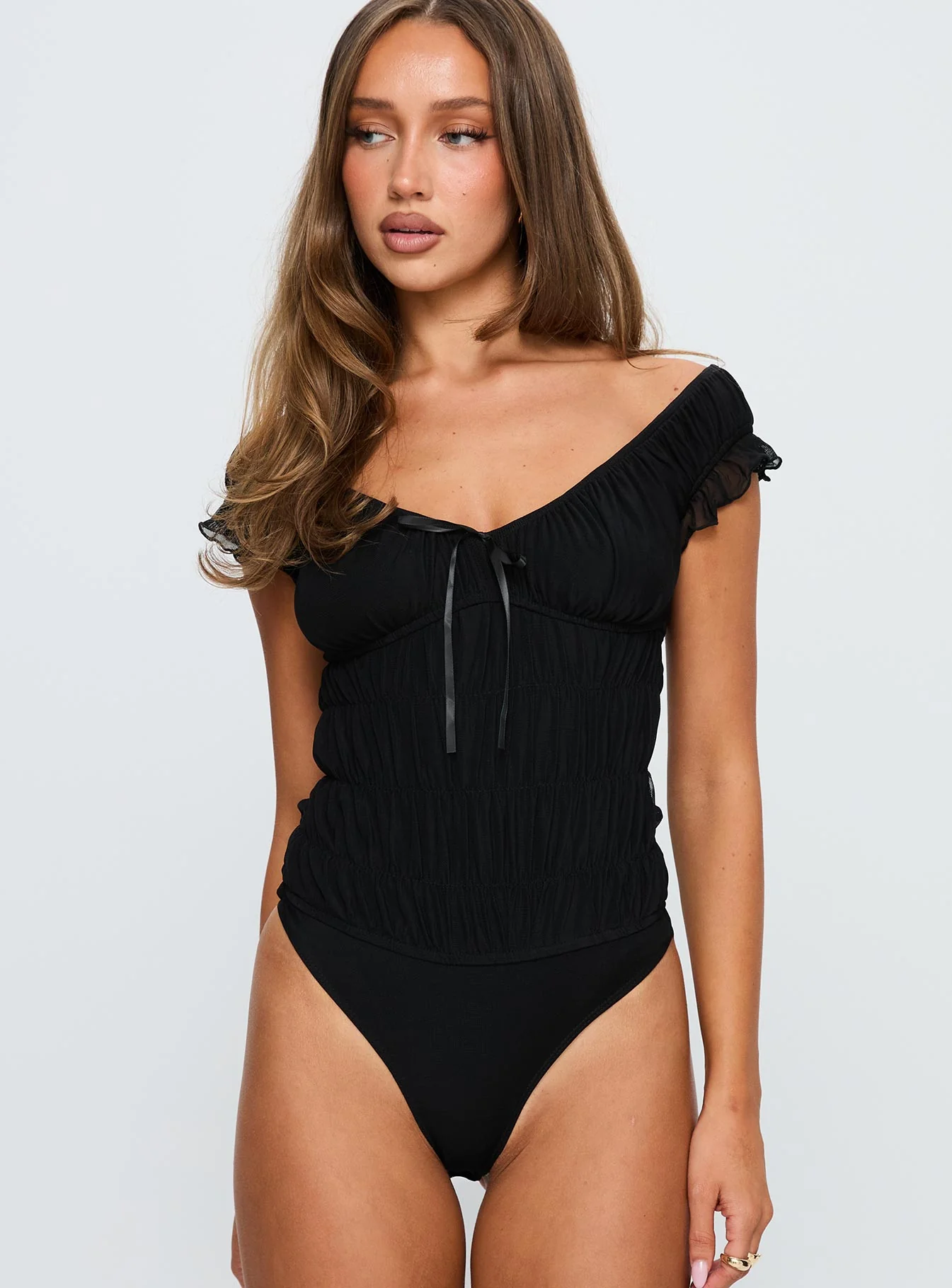 Ahead Of Myself Off Shoulder Bodysuit Black - Image 6