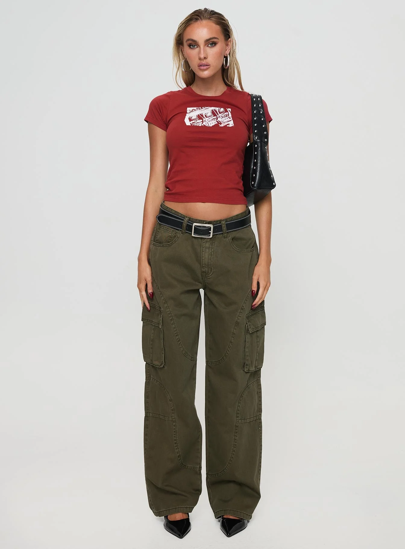 Ahstin Mid Rise Straight Leg Cargo Jeans Green - Image 7