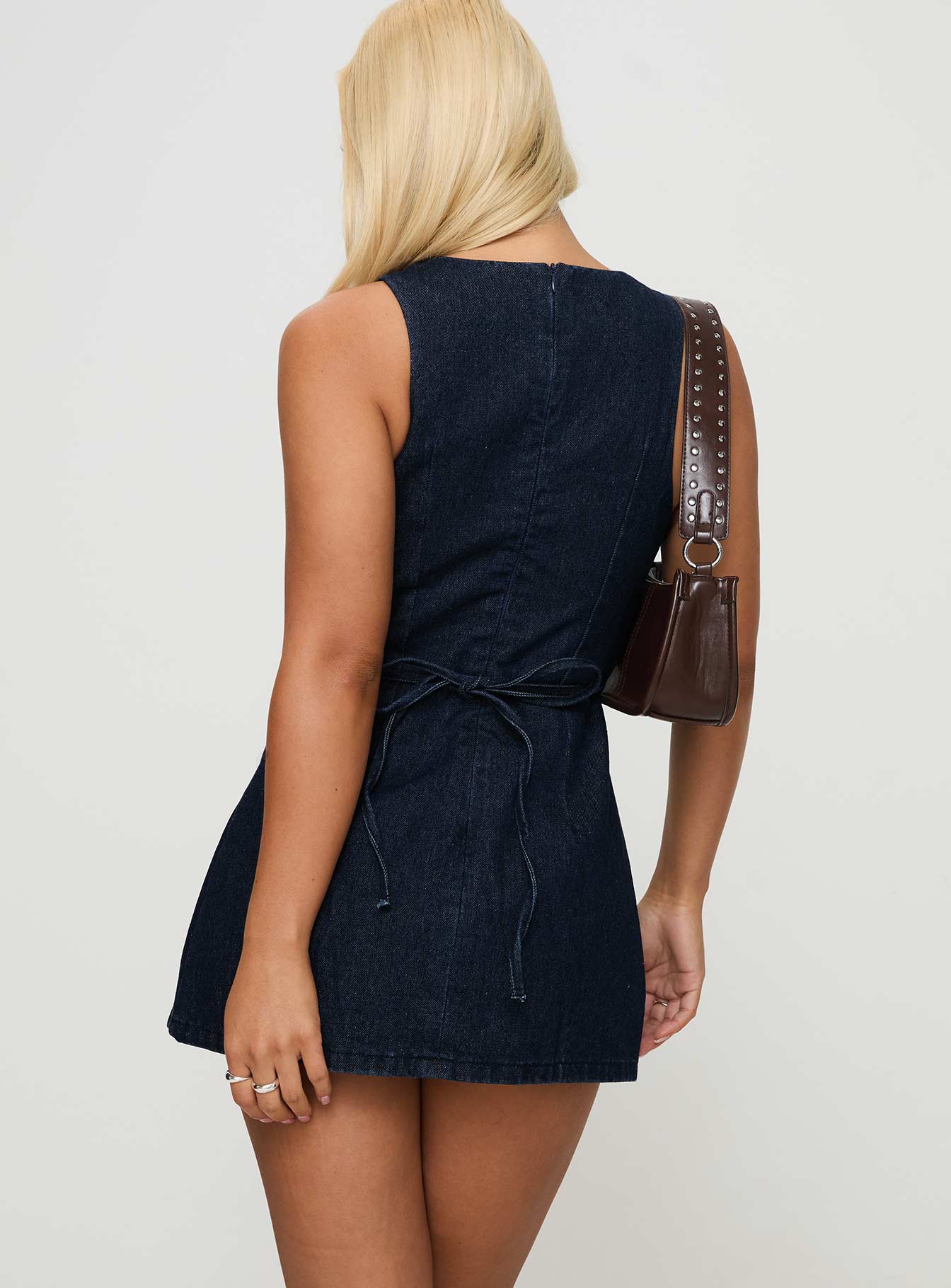 Ainsleigh Shift Denim Playsuit Dark Wash - Image 5