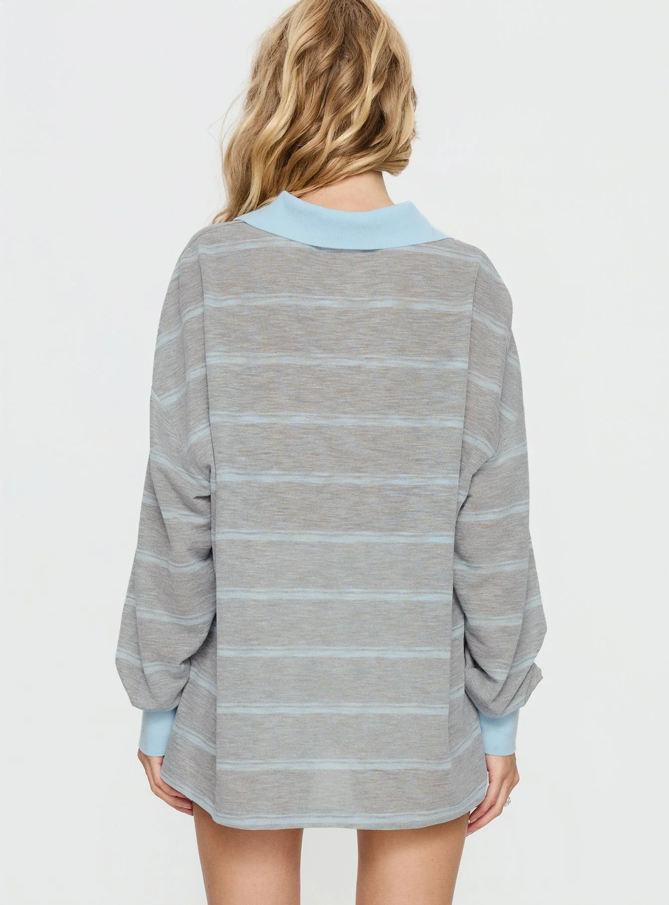 Aleka Long Sleeve Rugby Jersey Grey / Blue Stripe - Image 5