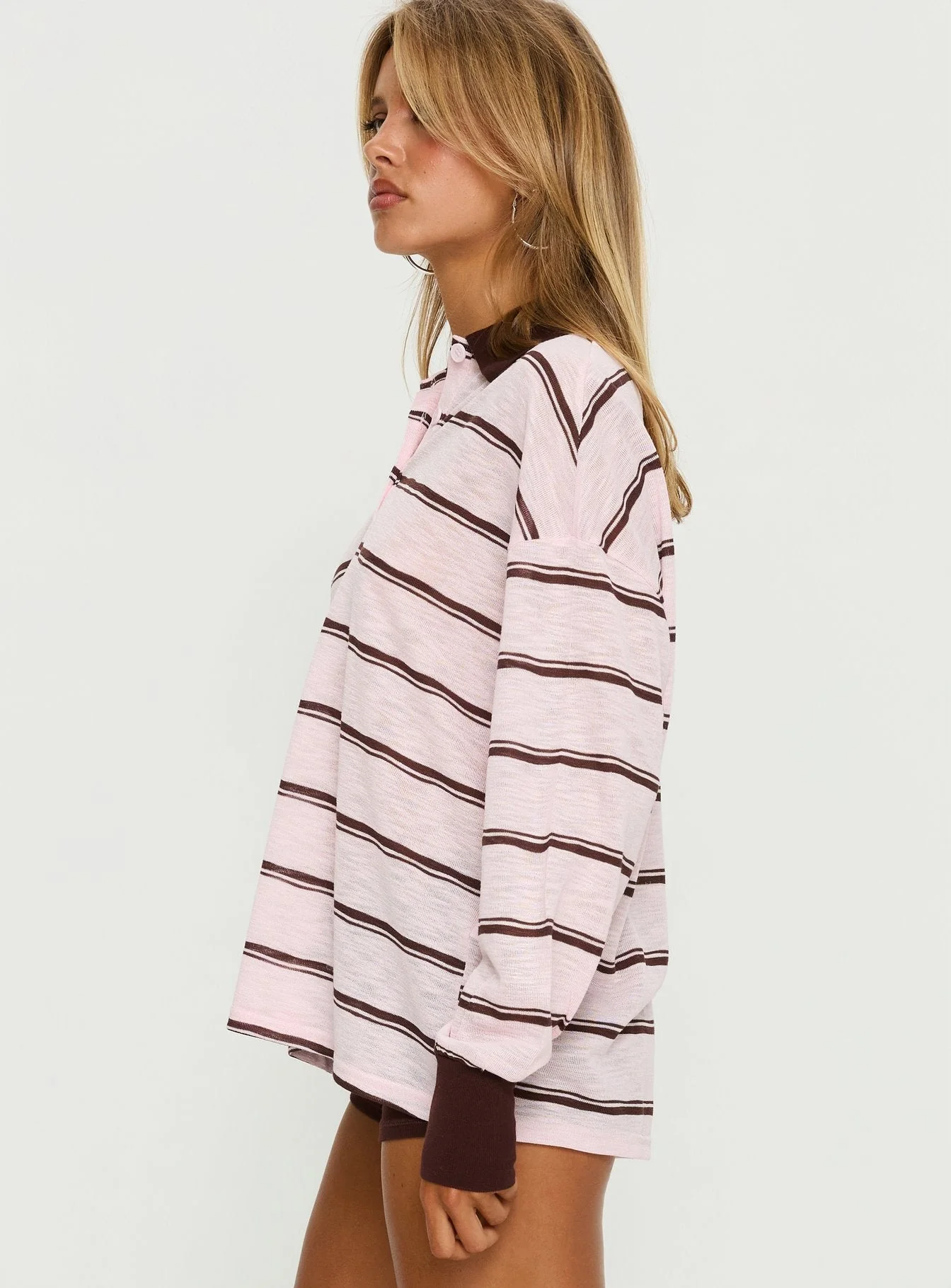Aleka Rugby Long Sleeve Jersey Pink / Brown Stripe - Image 4