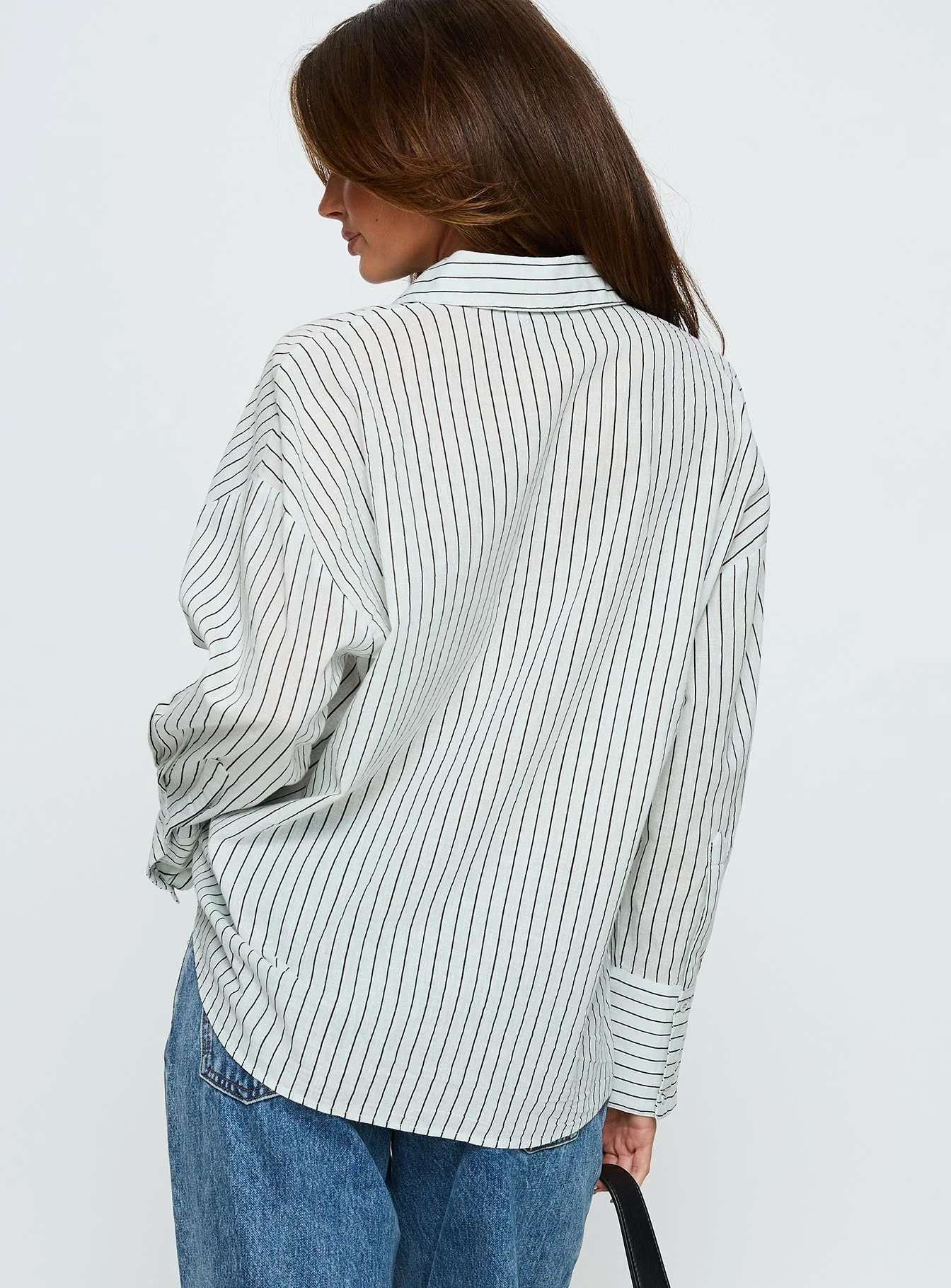 Alexi Long Sleeve Button Down Top Blue / Brown Stripe - Image 4