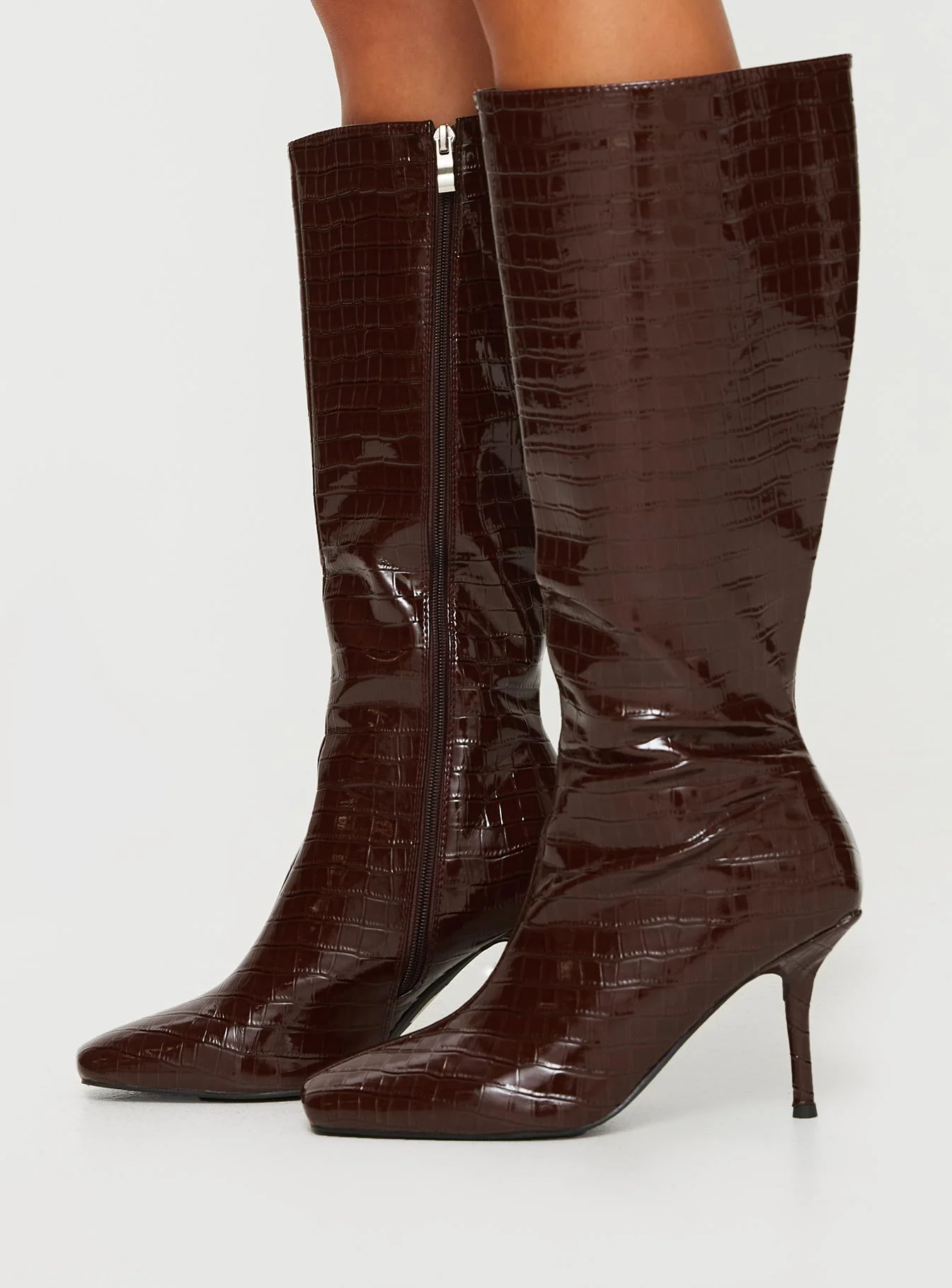 Alexx Knee High Boots Burgundy - Image 2