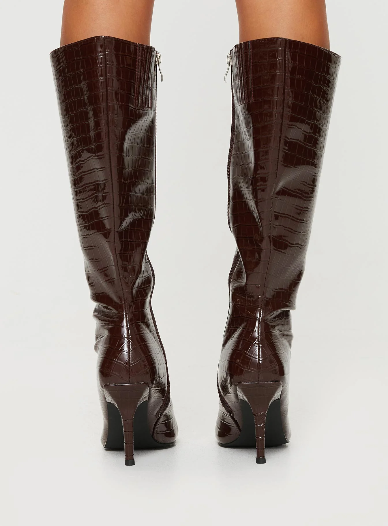 Alexx Knee High Boots Burgundy - Image 4