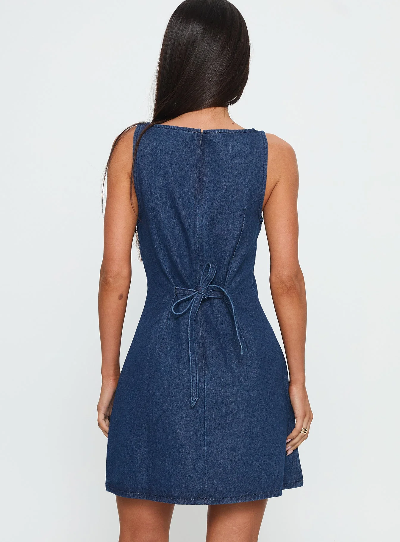 Alfalfa Denim Mini Dress Mid Wash - Image 4