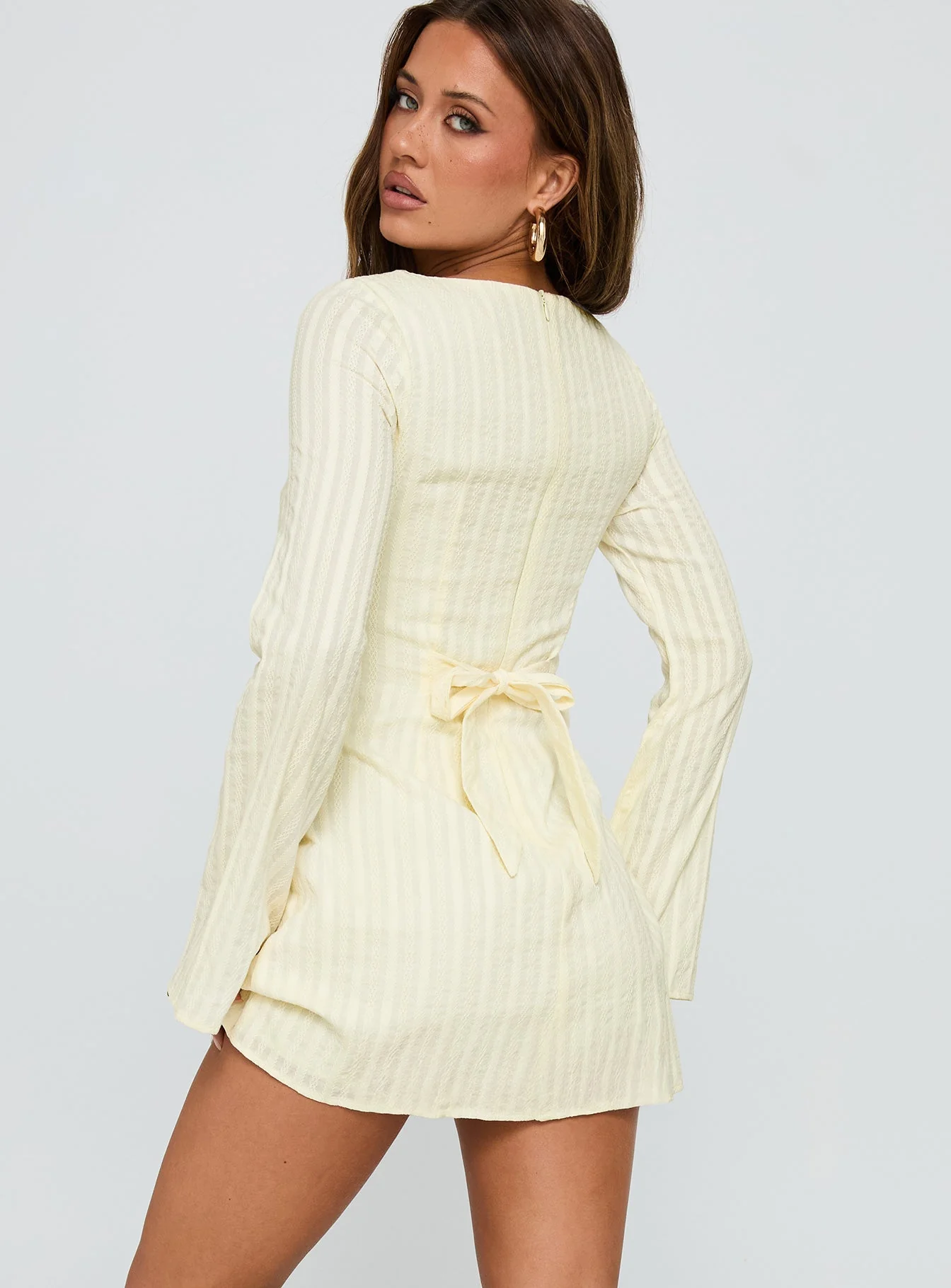 Alfalfa Long Sleeve Mini Dress Cream - Image 5