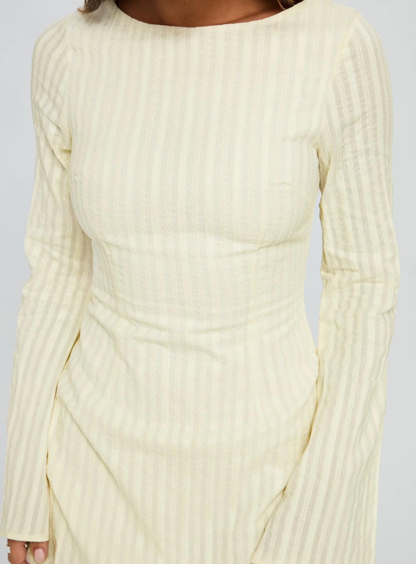 Alfalfa Long Sleeve Mini Dress Cream - Image 6