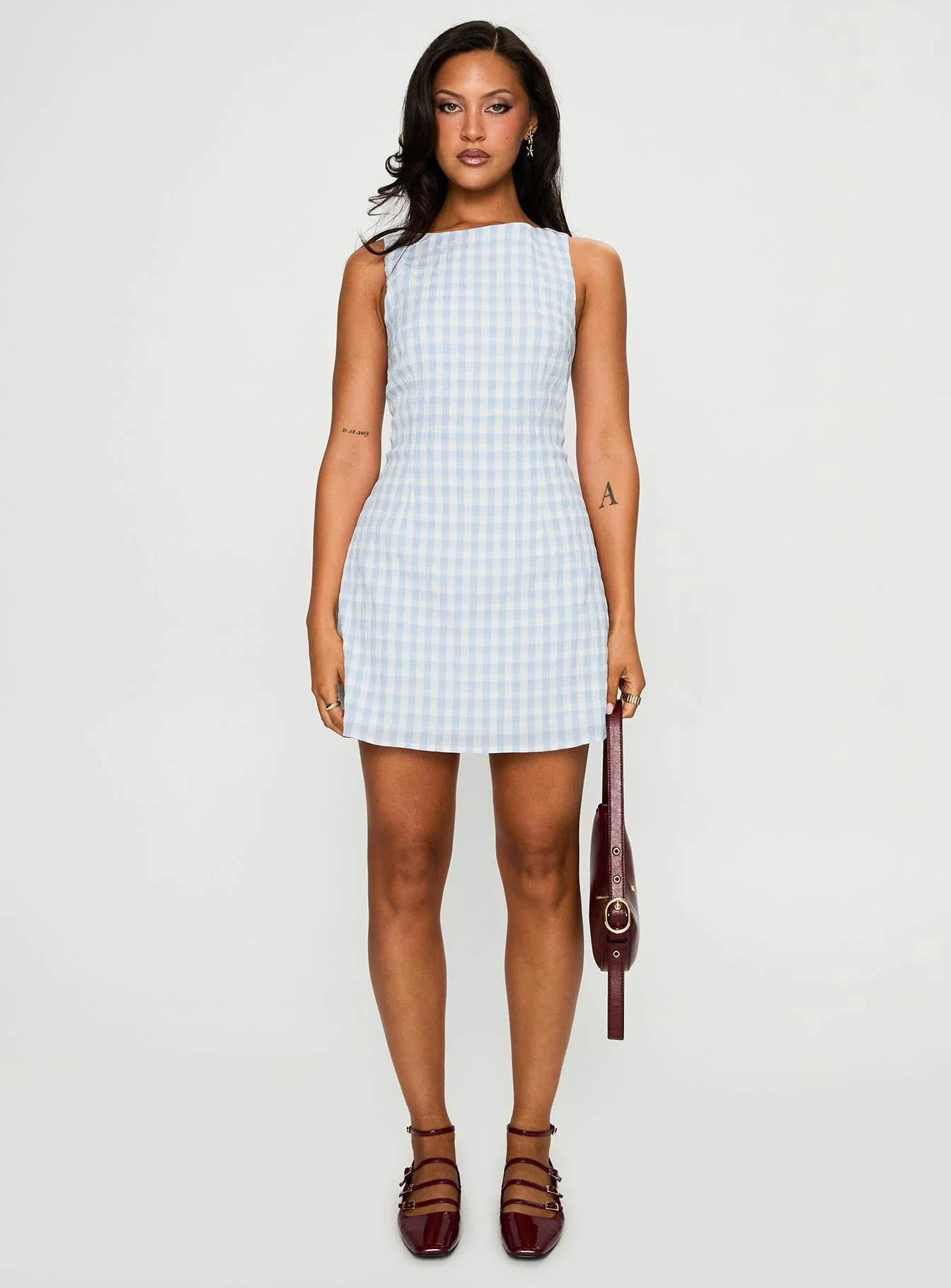 Alfalfa Mini Dress Blue Check - Image 7