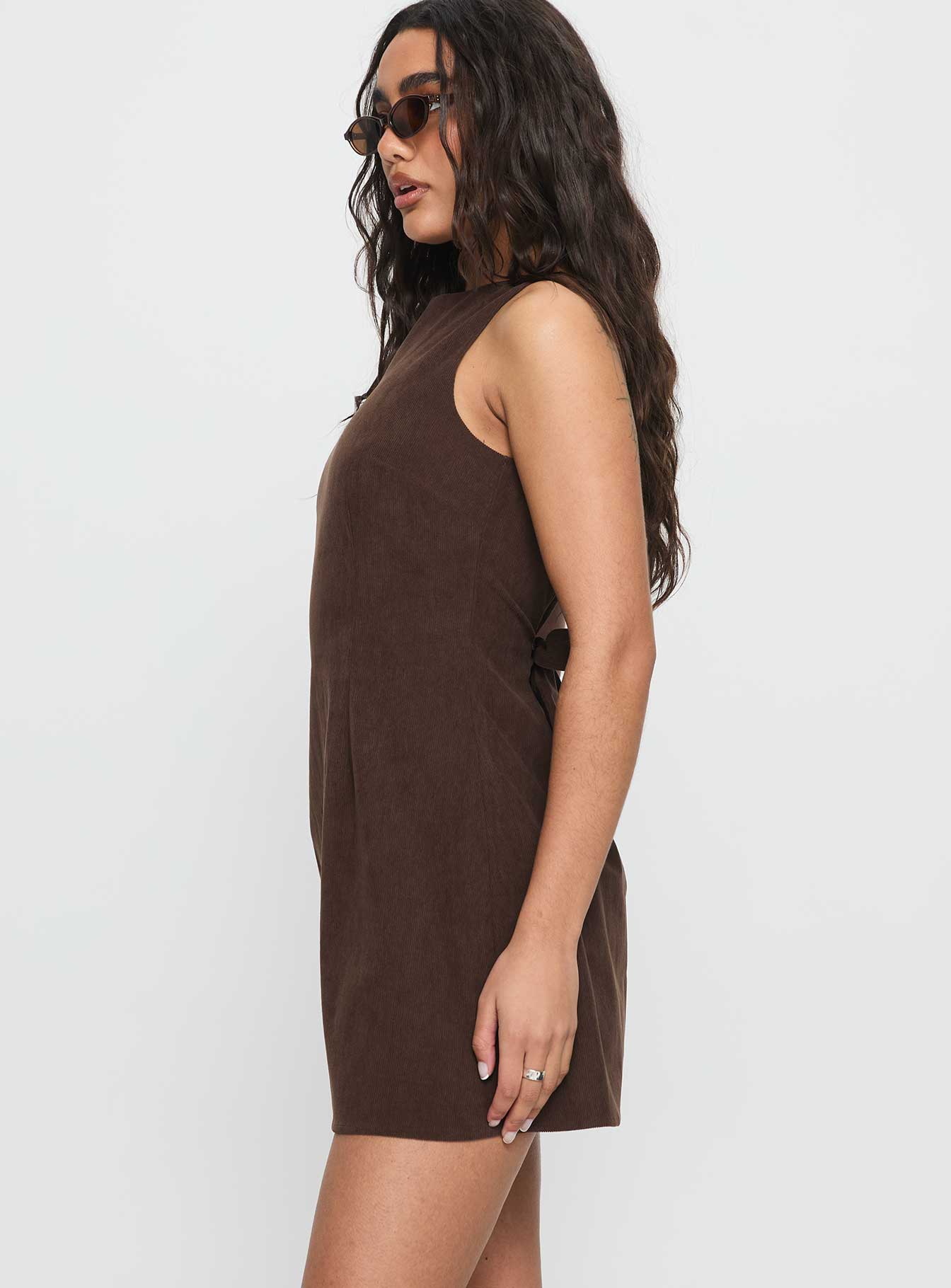Alfalfa Corduroy Mini Dress Chocolate - Image 4