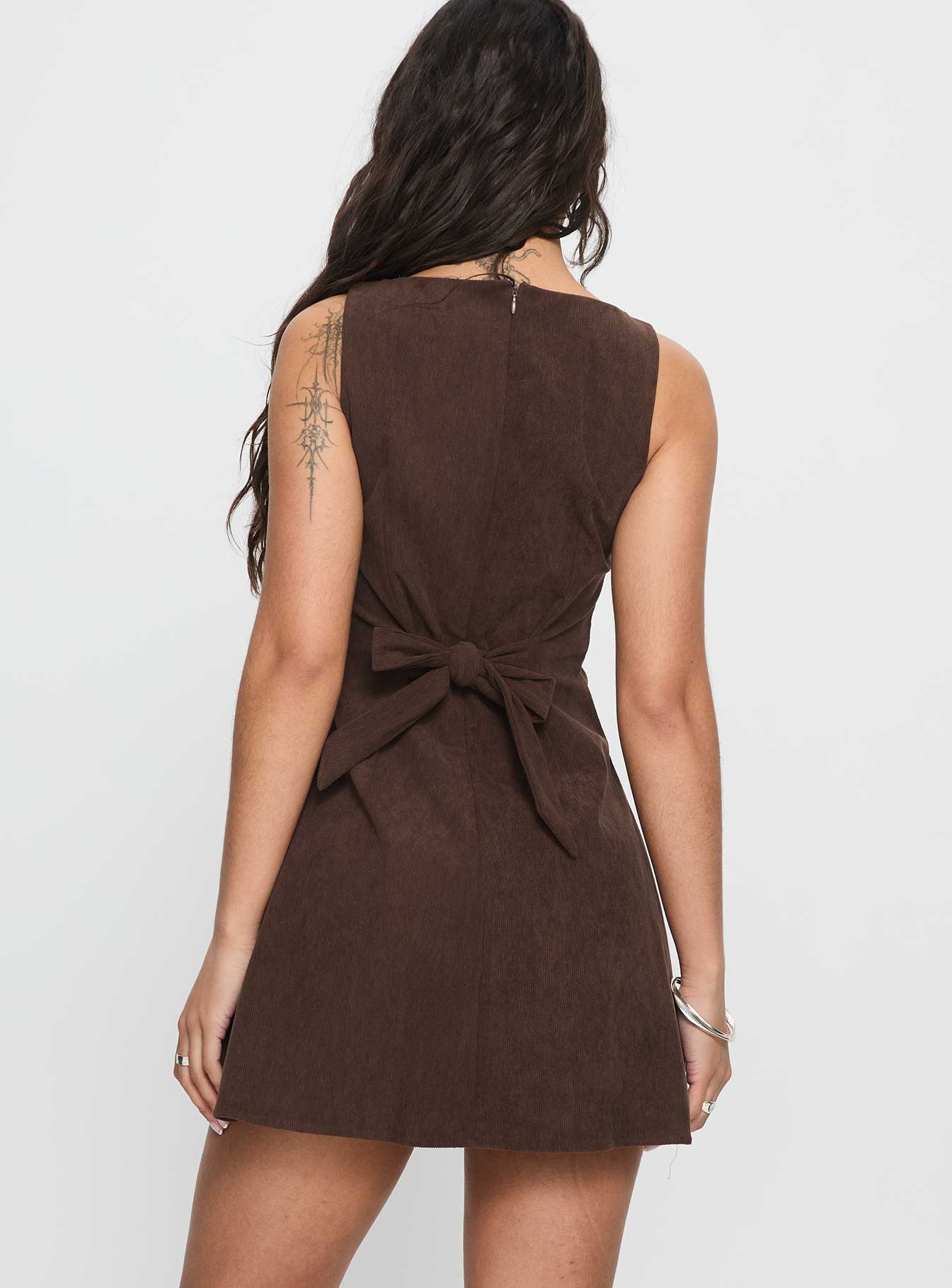 Alfalfa Corduroy Mini Dress Chocolate - Image 5