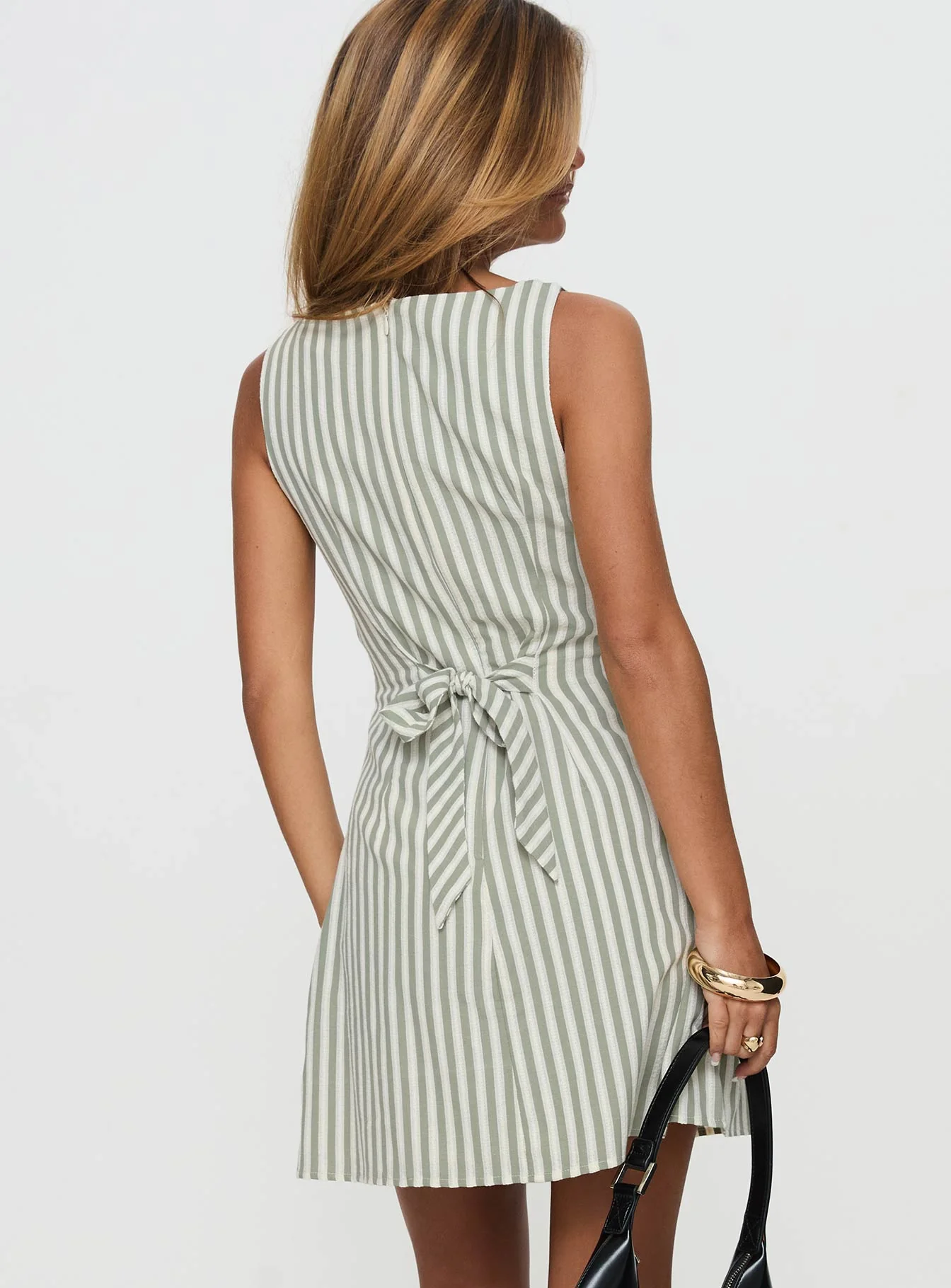 Alfalfa Shift Mini Dress Green Stripe - Image 4