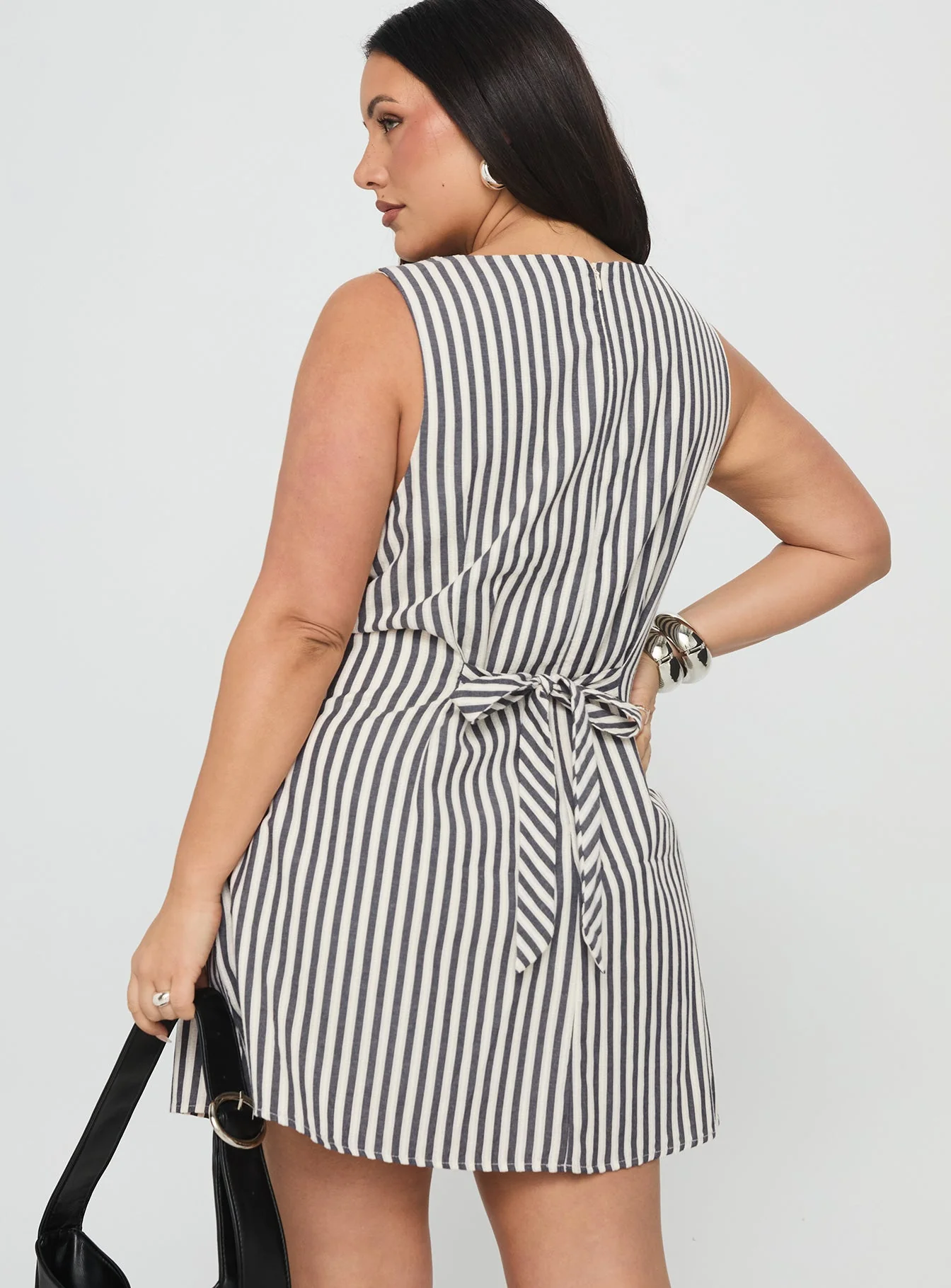 Alfalfa Shift Mini Dress Grey Stripe Curve - Image 5