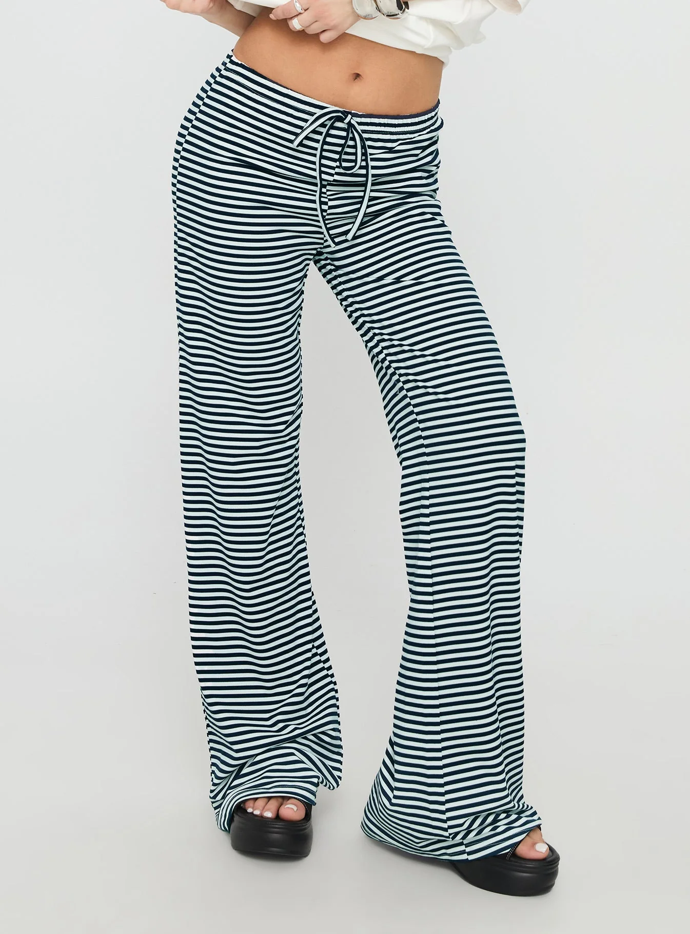 Alfreda Jersey Pants Navy Stripe - Image 2