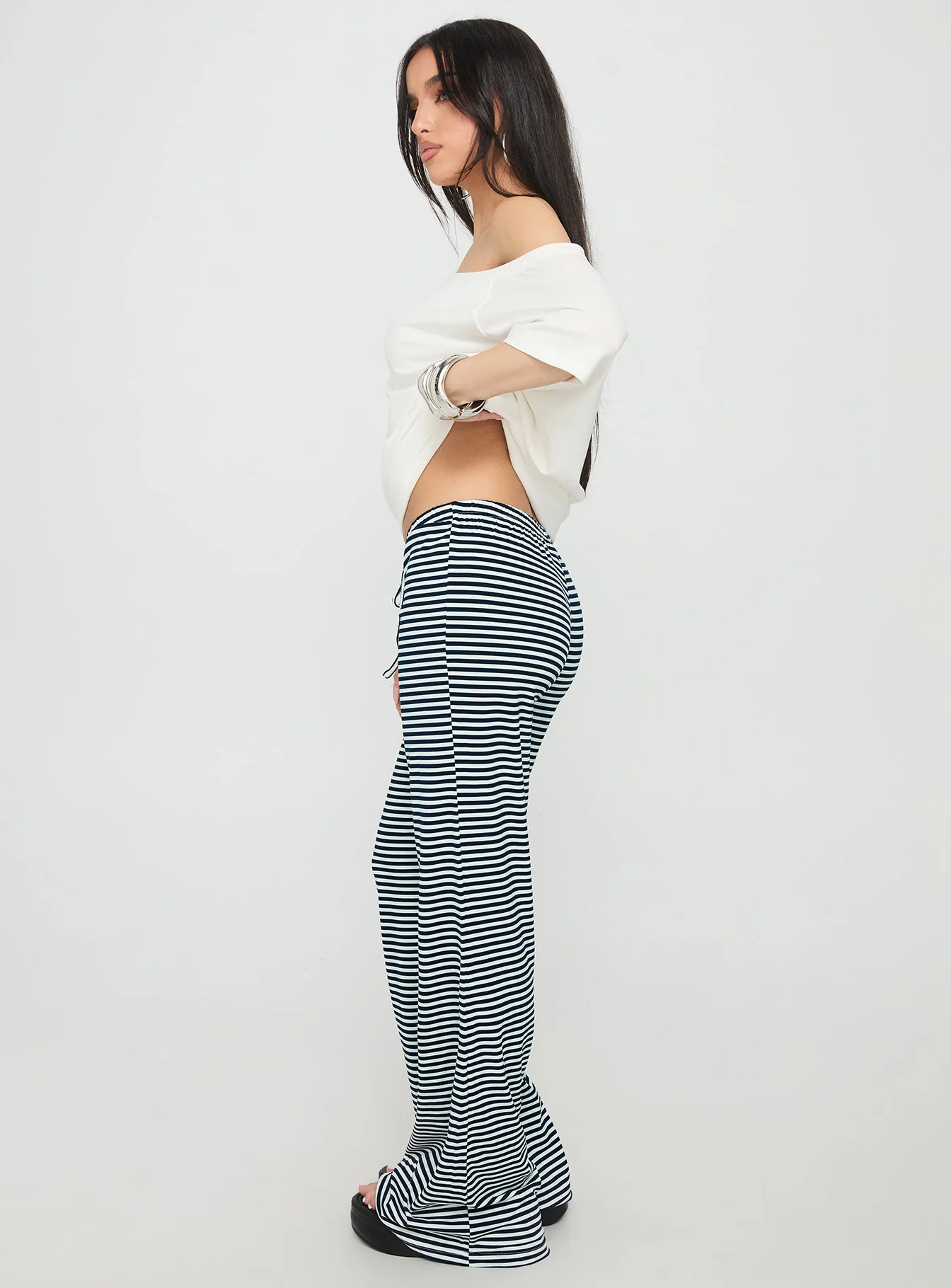 Alfreda Jersey Pants Navy Stripe - Image 4