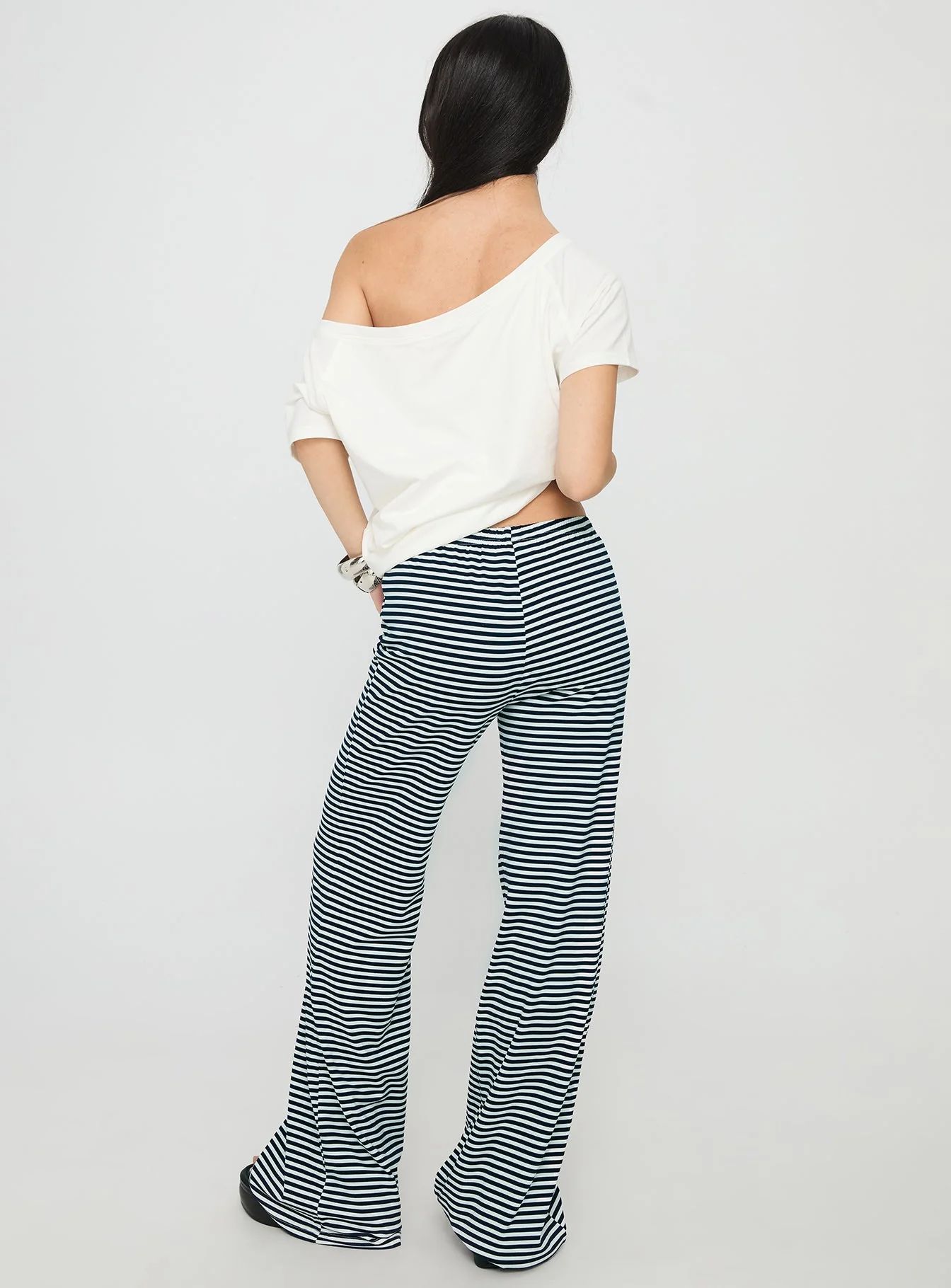 Alfreda Jersey Pants Navy Stripe - Image 5