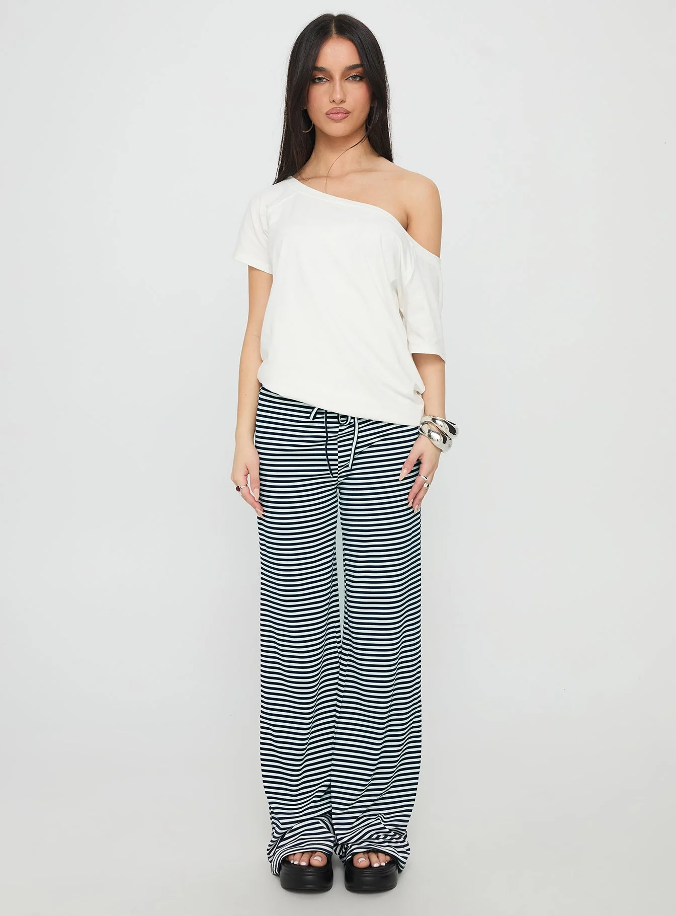 Alfreda Jersey Pants Navy Stripe - Image 7