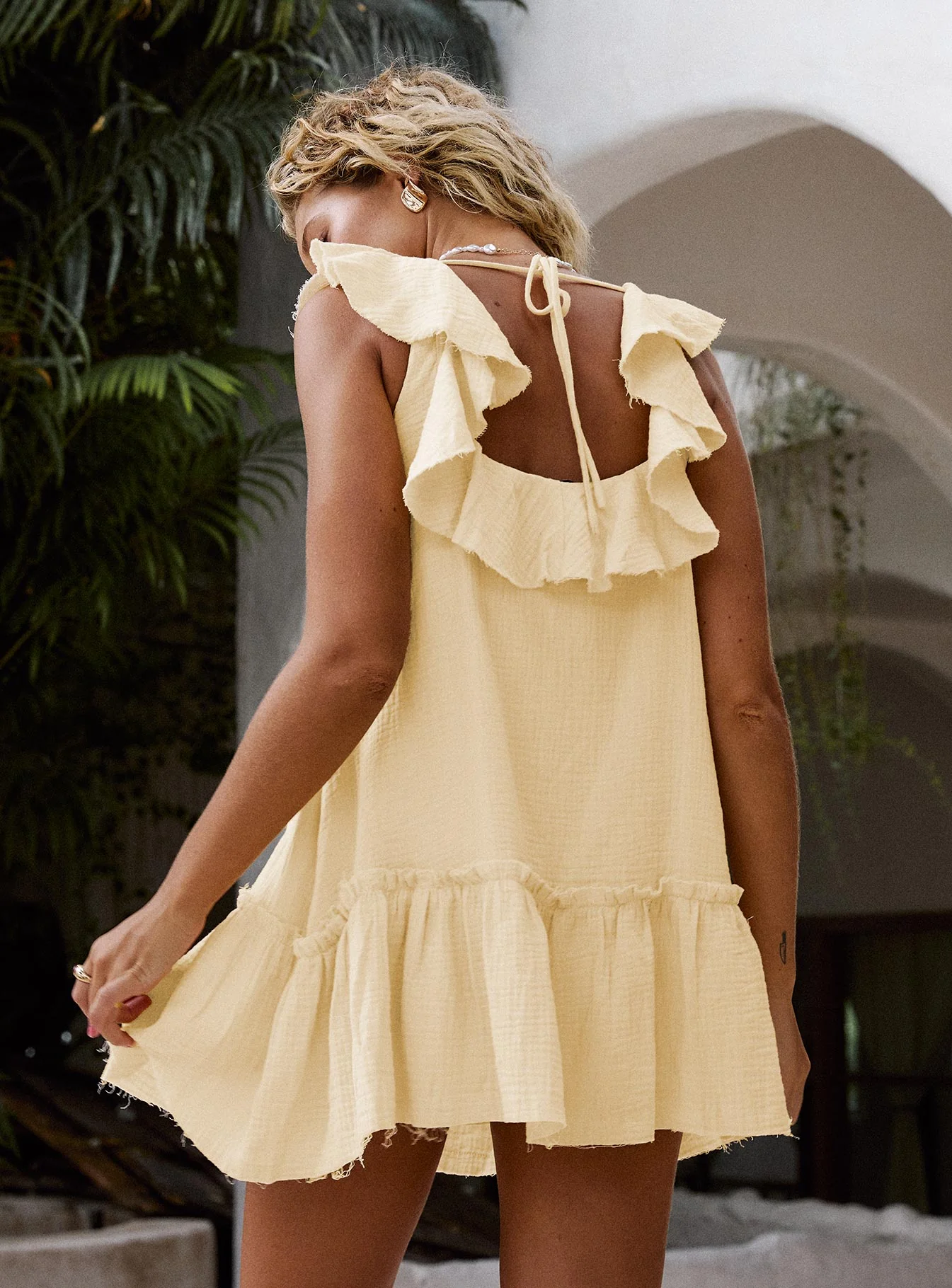 Alicen Frill Mini Dress Yellow - Image 5
