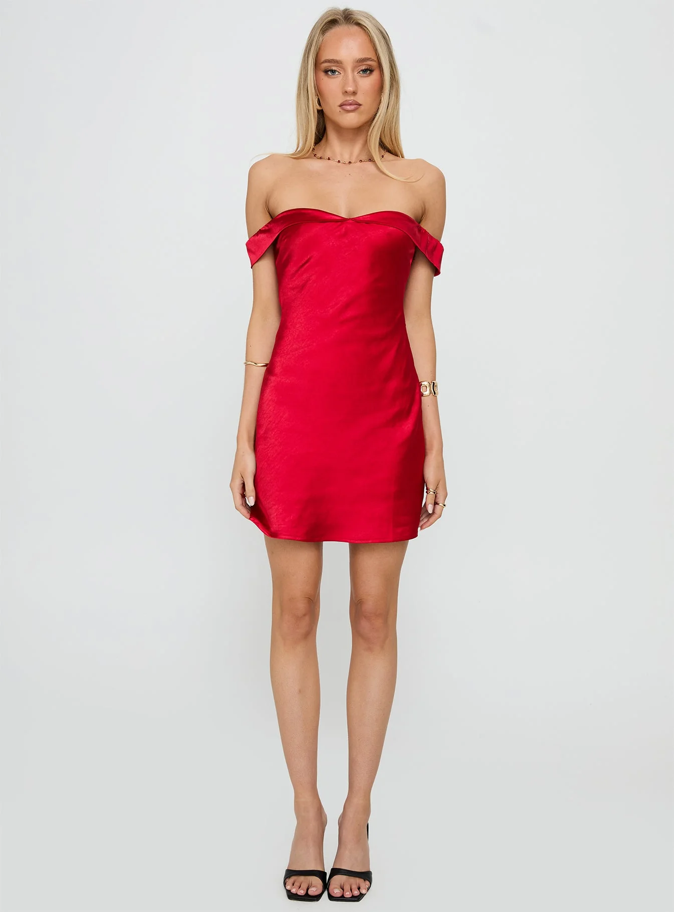 Alizae Off Shoulder Mini Dress Red - Image 7