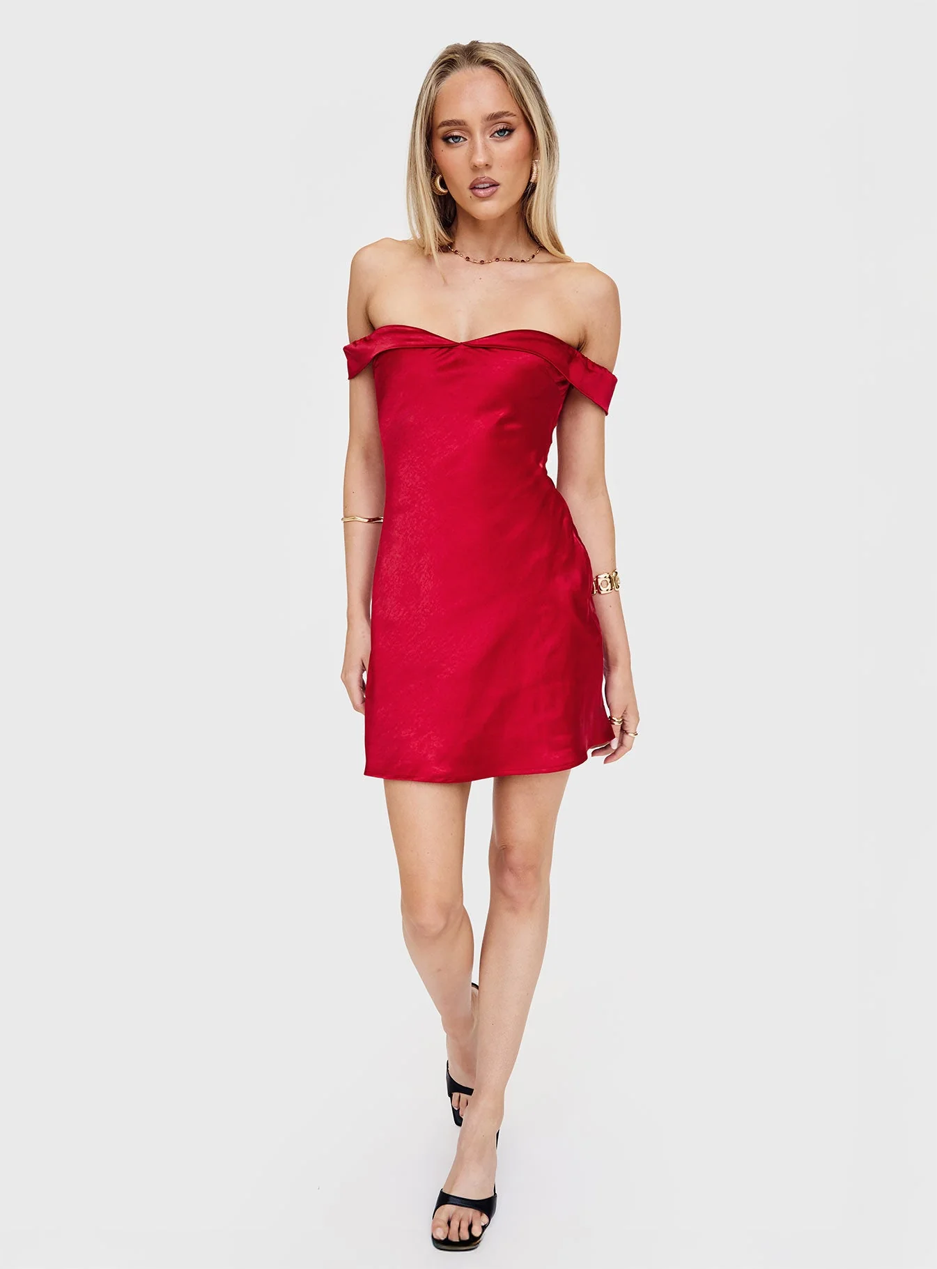 Alizae Off Shoulder Mini Dress Red - Image 8
