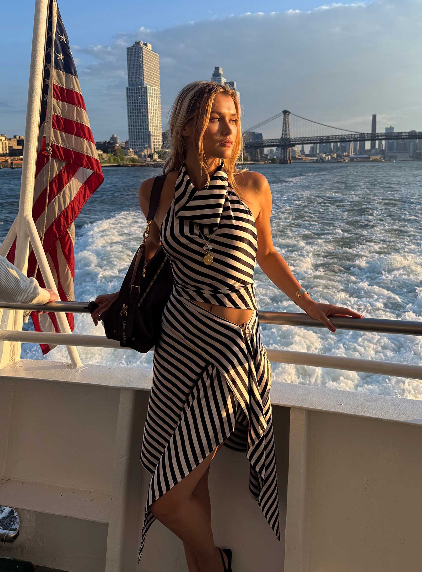 Allure Midi Skirt Noir Stripe - Image 8