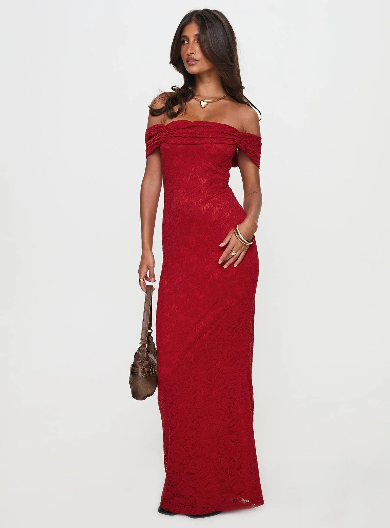 Allured Strapless Maxi Dress Burgundy - Image 3