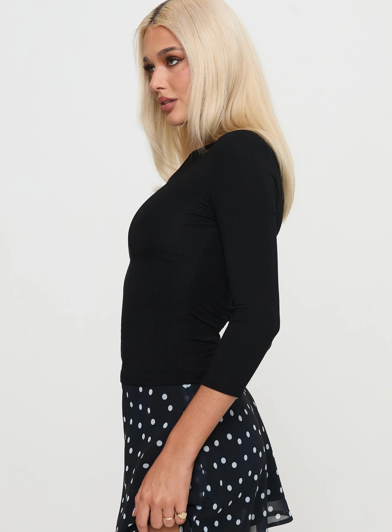 Alouette Long Sleeve Top Black - Image 3