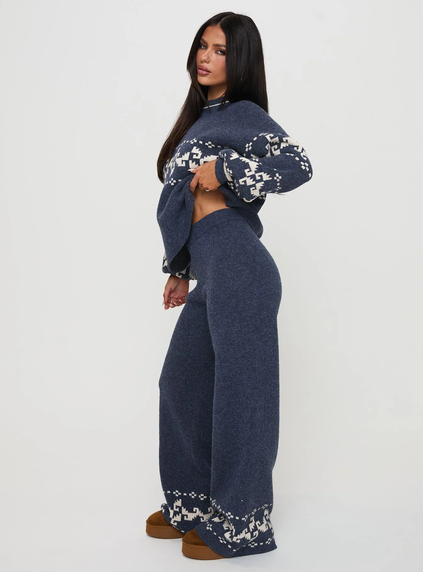 Alpine Knit Pants Navy / Cream - Image 4
