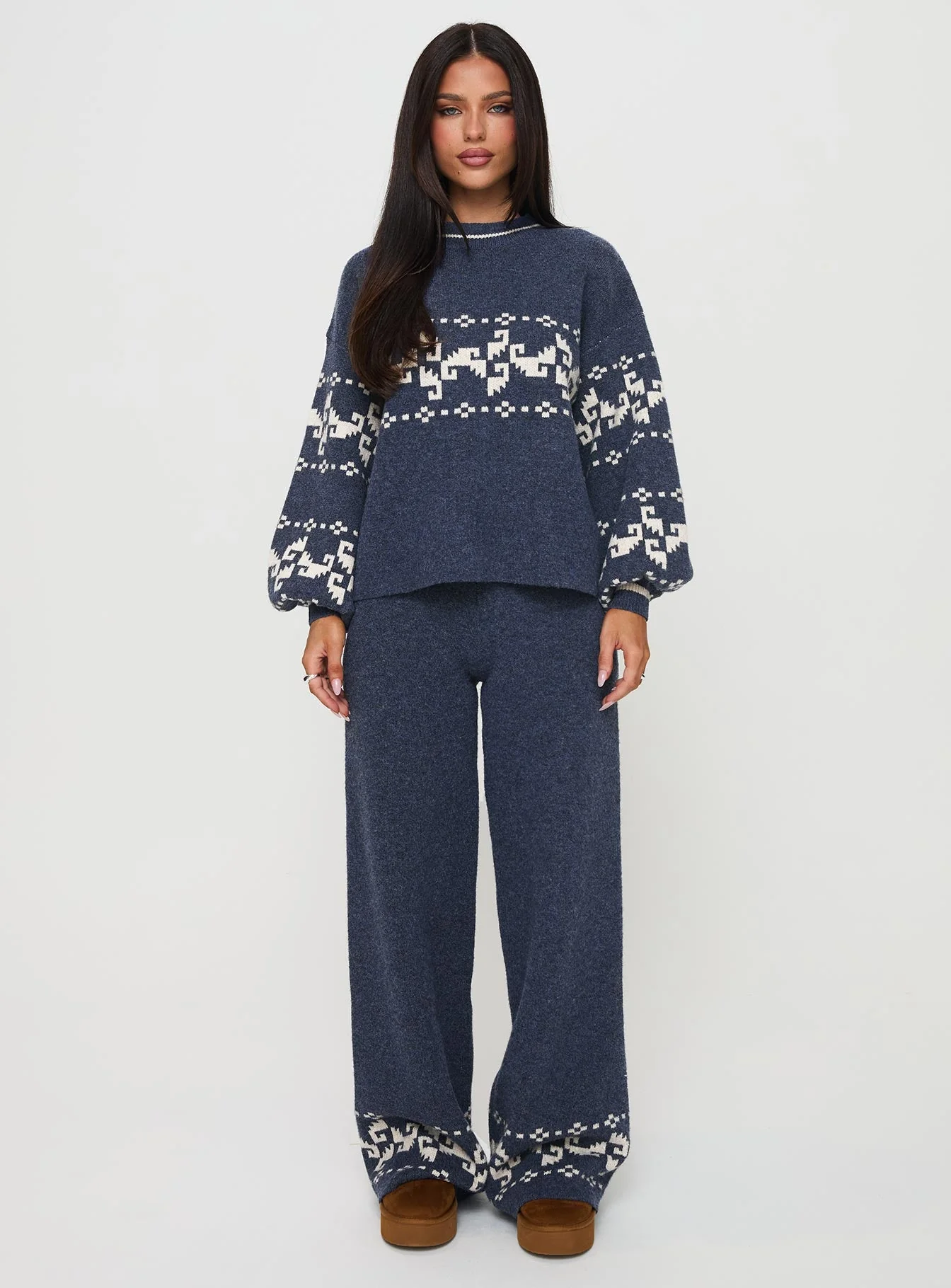 Alpine Knit Pants Navy / Cream - Image 7