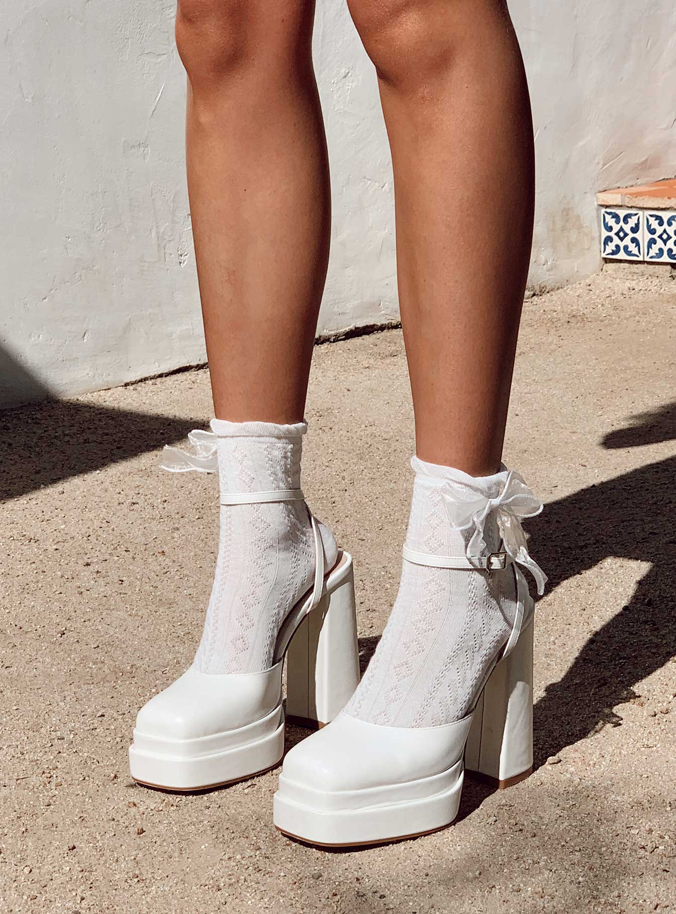 Alto Platform Heels Matte White - Image 8