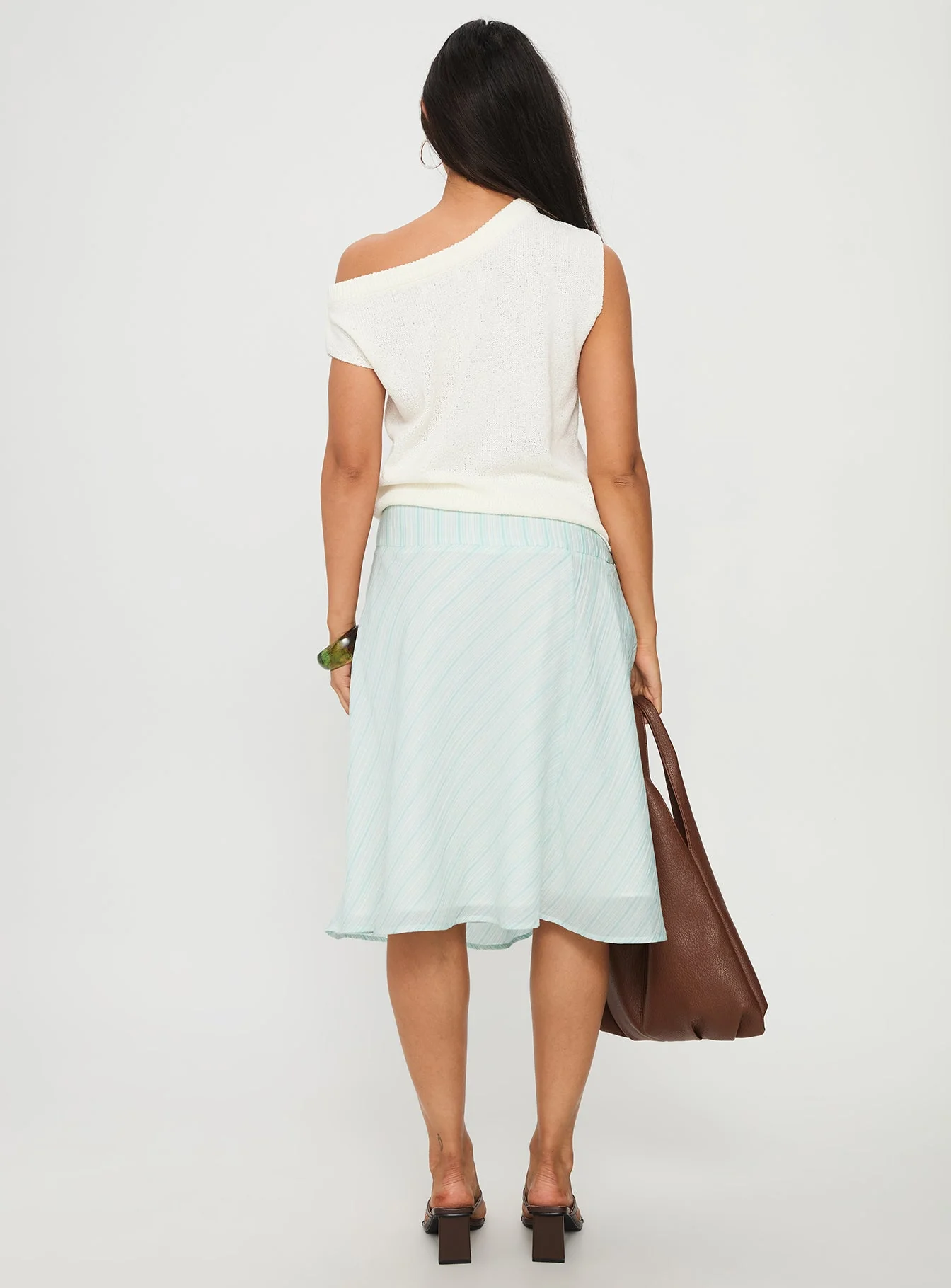 Alunara Midi Skirt Aqua Stripe - Image 5