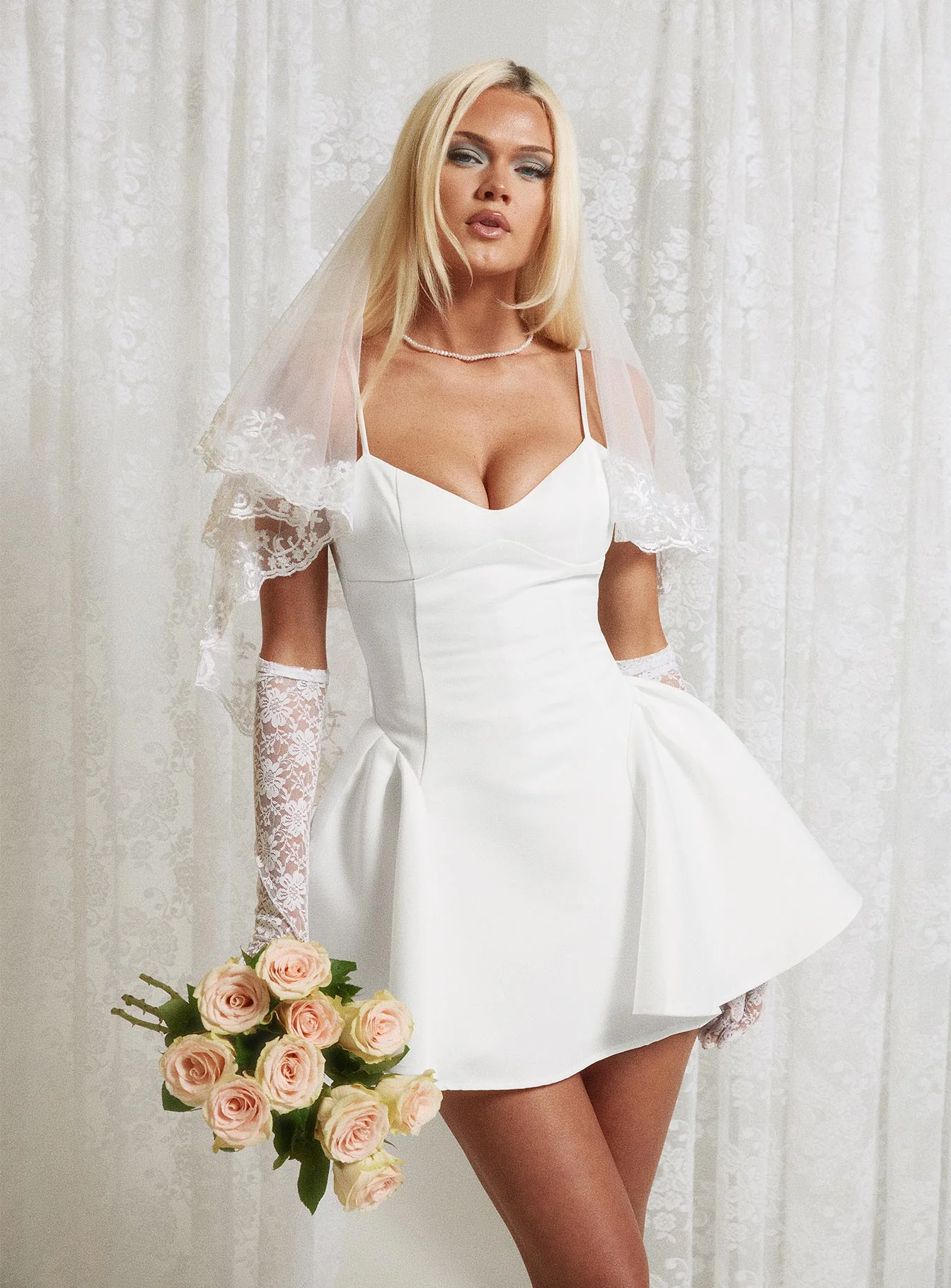 Alympia Pleat Mini Dress White - Image 9