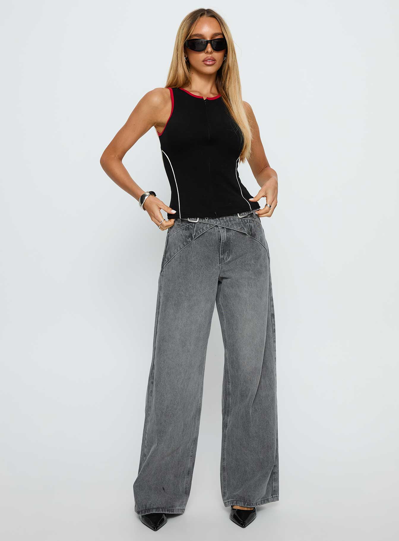 Alyna Zip Through Knit Top Black - Image 3