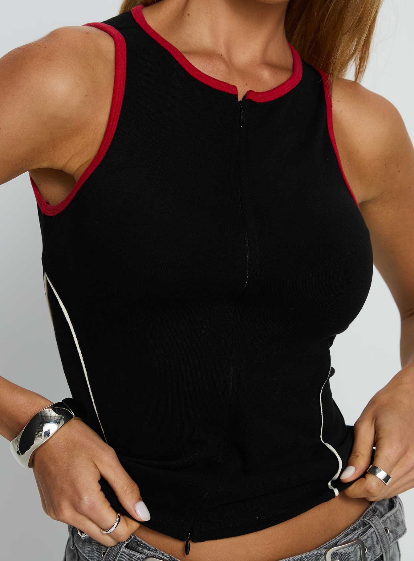 Alyna Zip Through Knit Top Black - Image 6